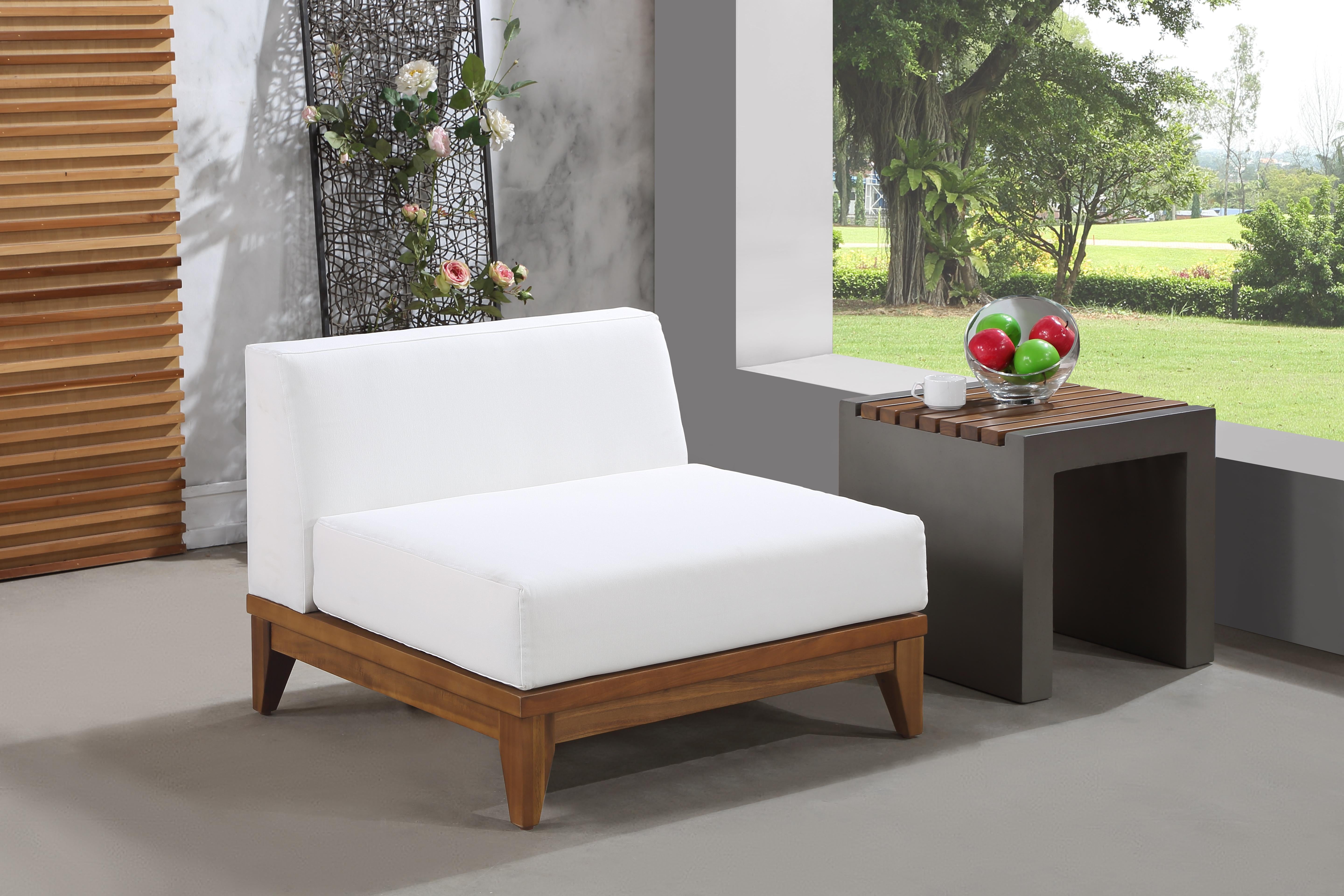 Rio Off White Waterproof Fabric Outdoor Patio Modular Armless Chair - Luxury Home Furniture (MI)