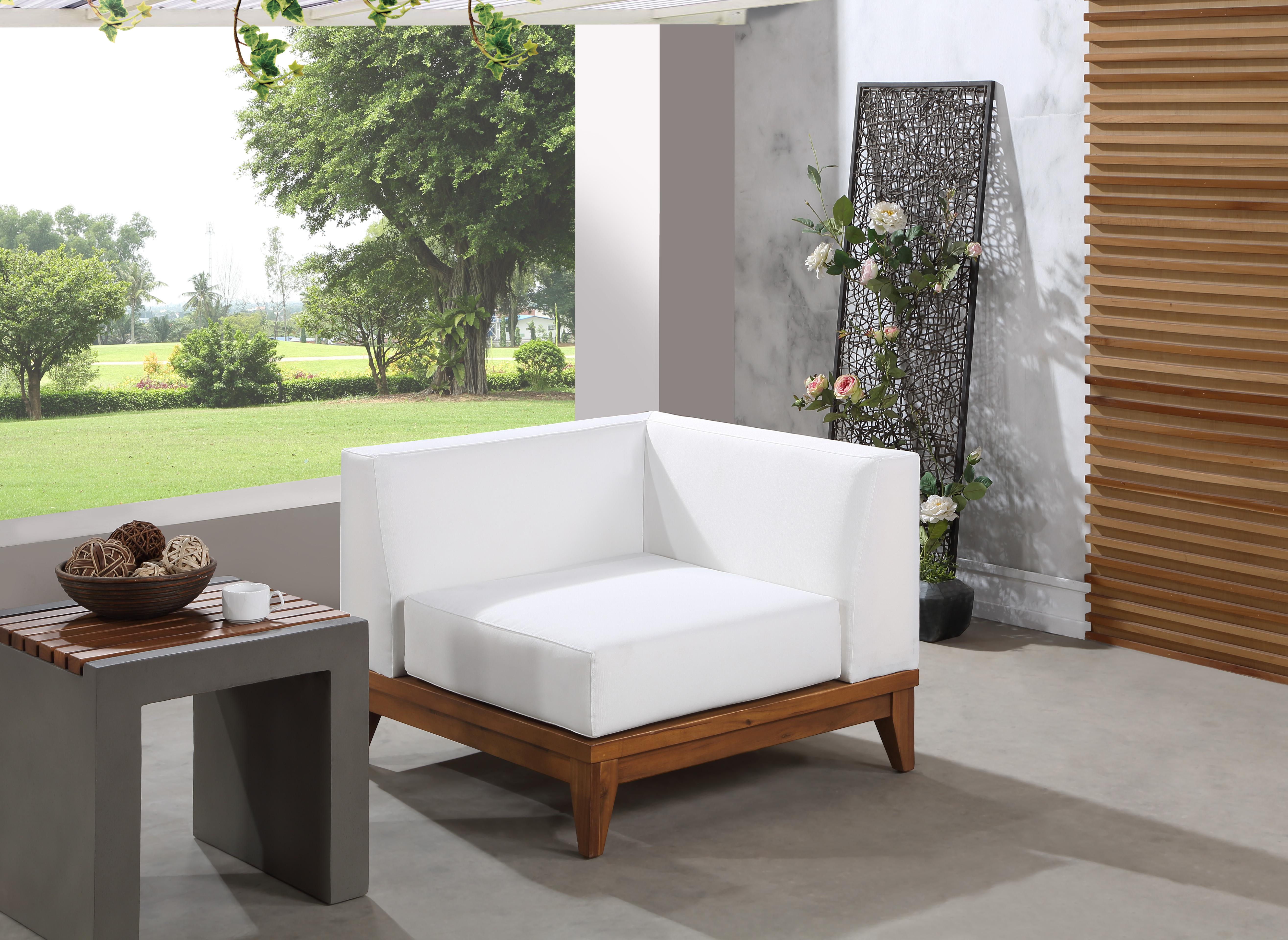 Rio Off White Waterproof Fabric Outdoor Patio Modular Corner Chair - Luxury Home Furniture (MI)