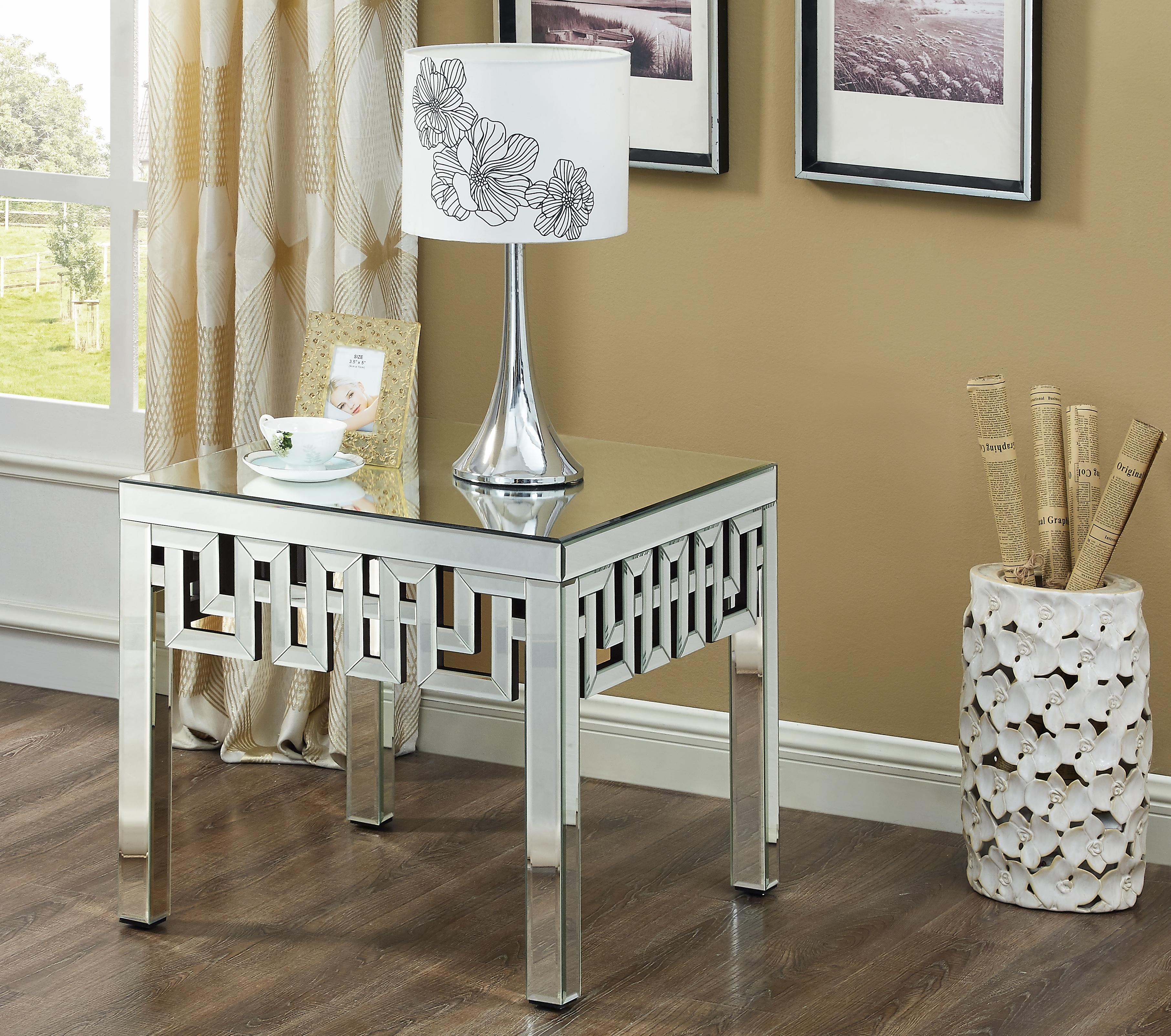 Aria Mirrored End Table - Luxury Home Furniture (MI)