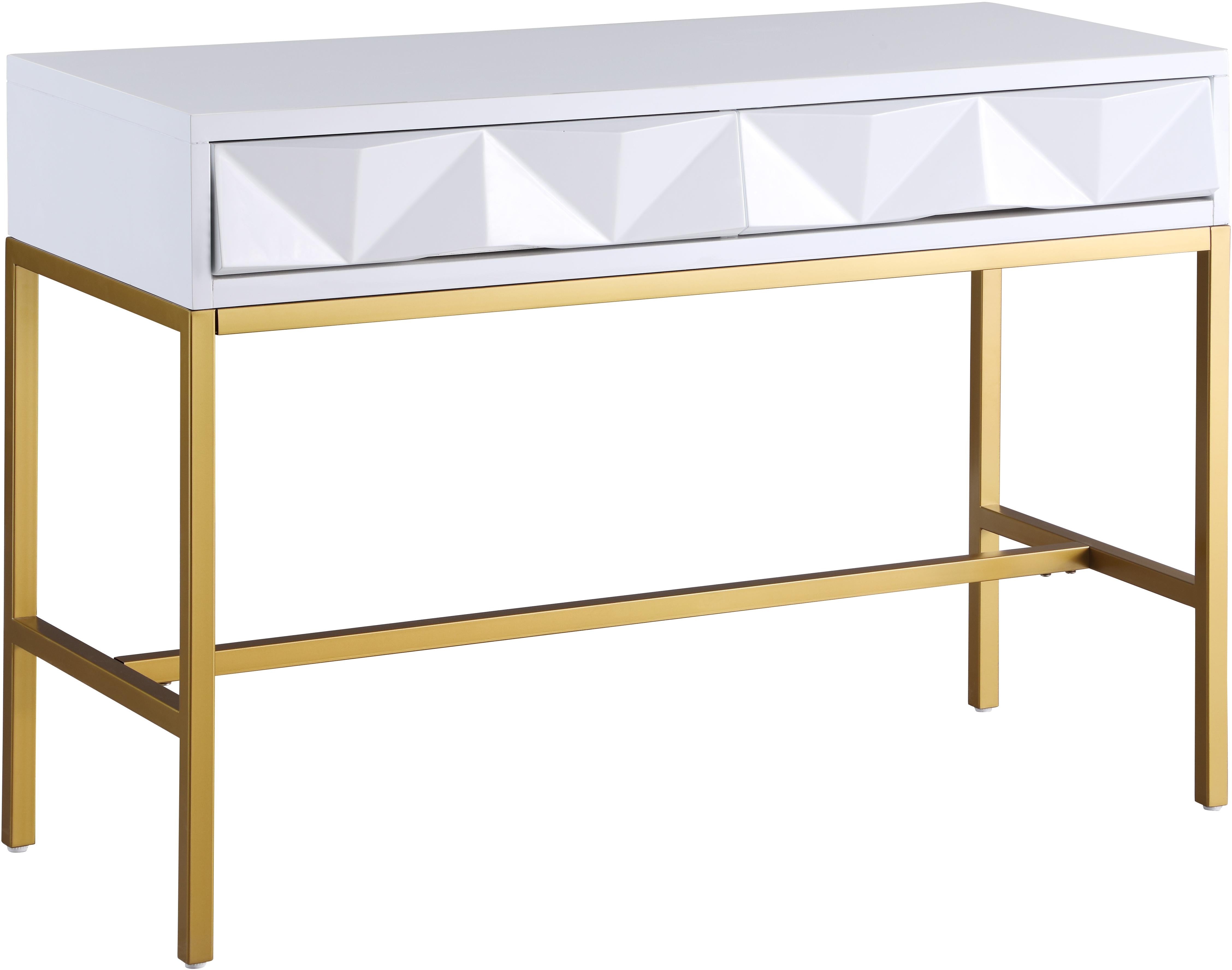Pandora White Laquer with Gold Console Table - Luxury Home Furniture (MI)