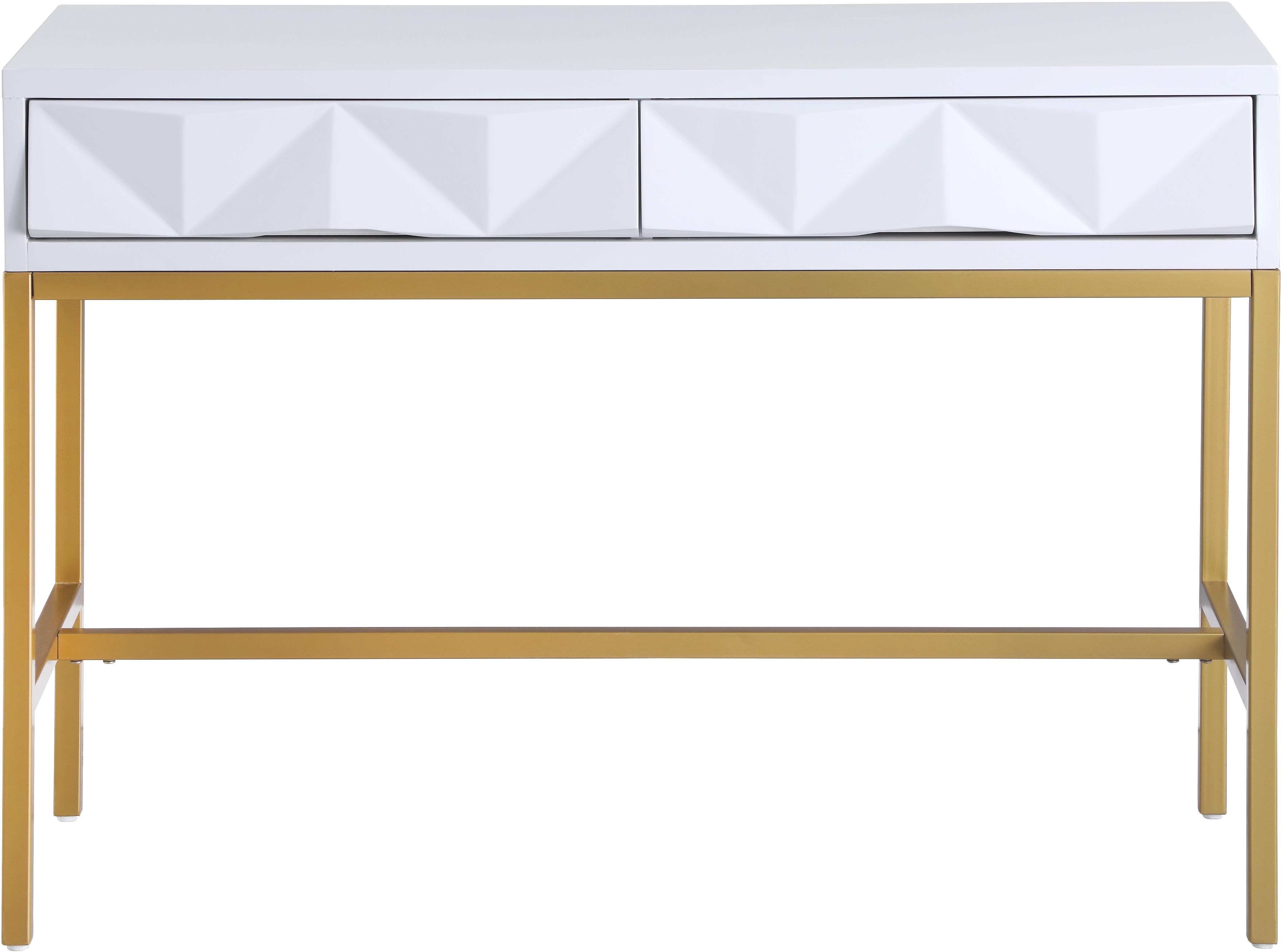 Pandora White Laquer with Gold Console Table - Luxury Home Furniture (MI)