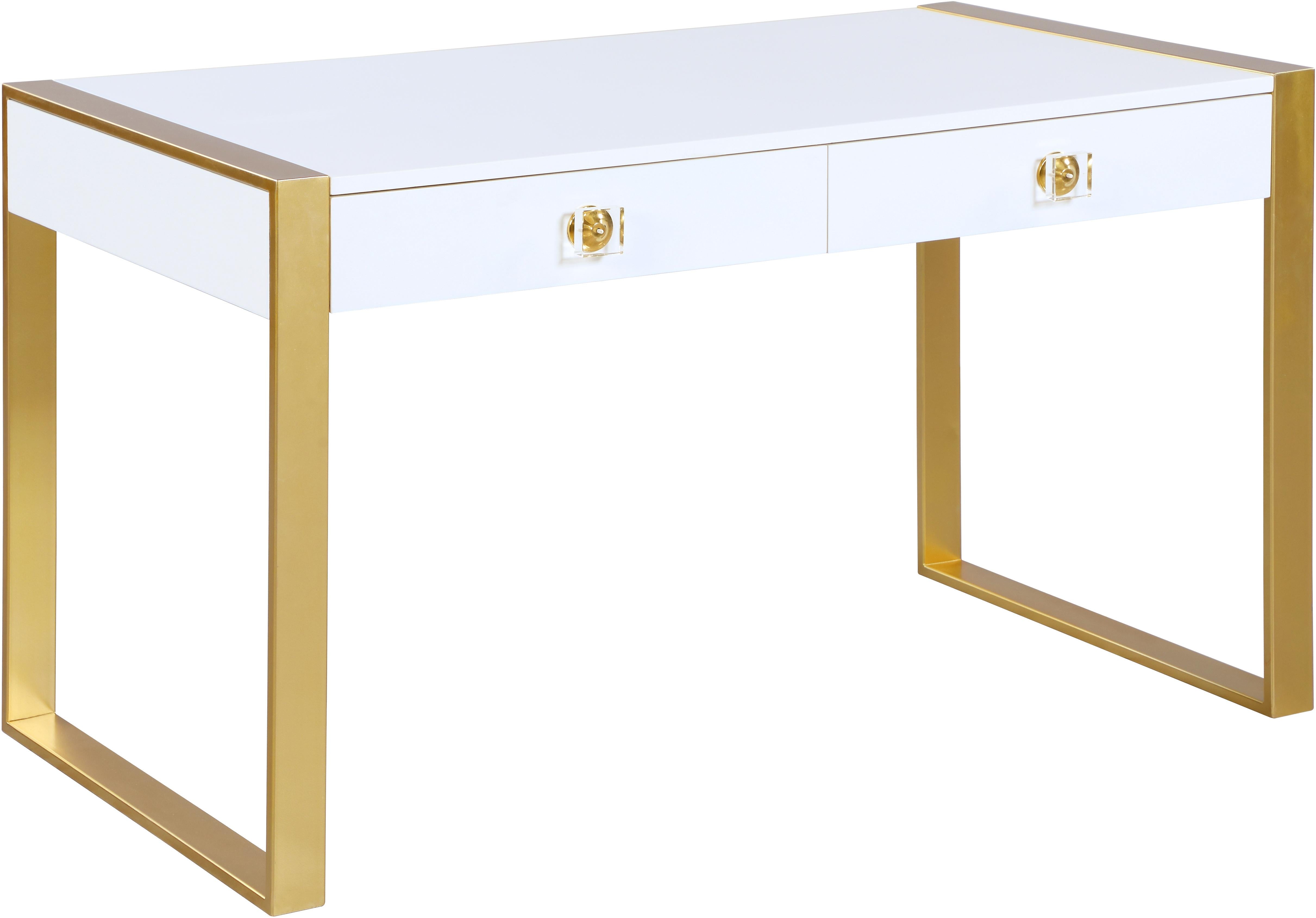 Victoria White / Gold Desk/Console - Luxury Home Furniture (MI)
