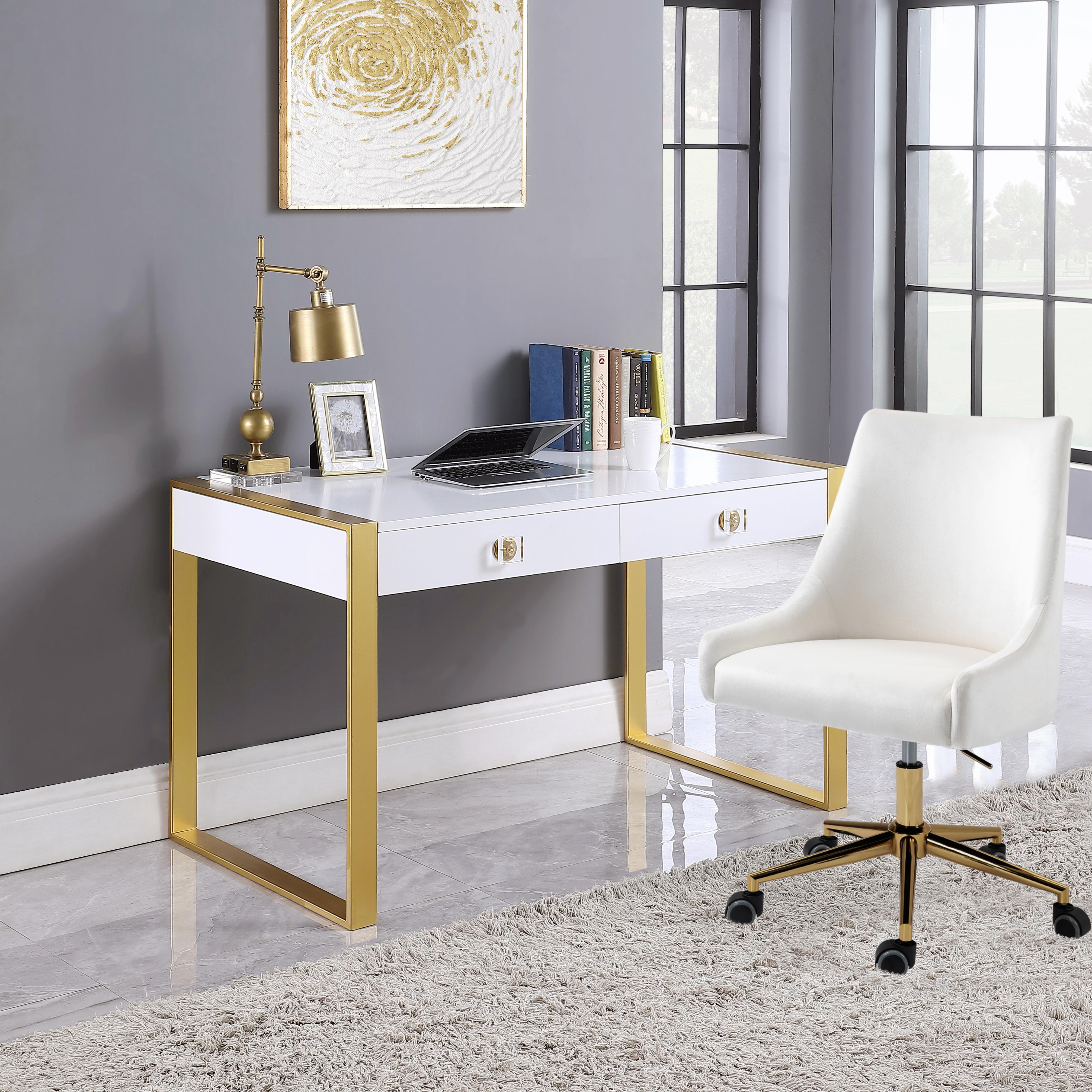 Victoria White / Gold Desk/Console - Luxury Home Furniture (MI)