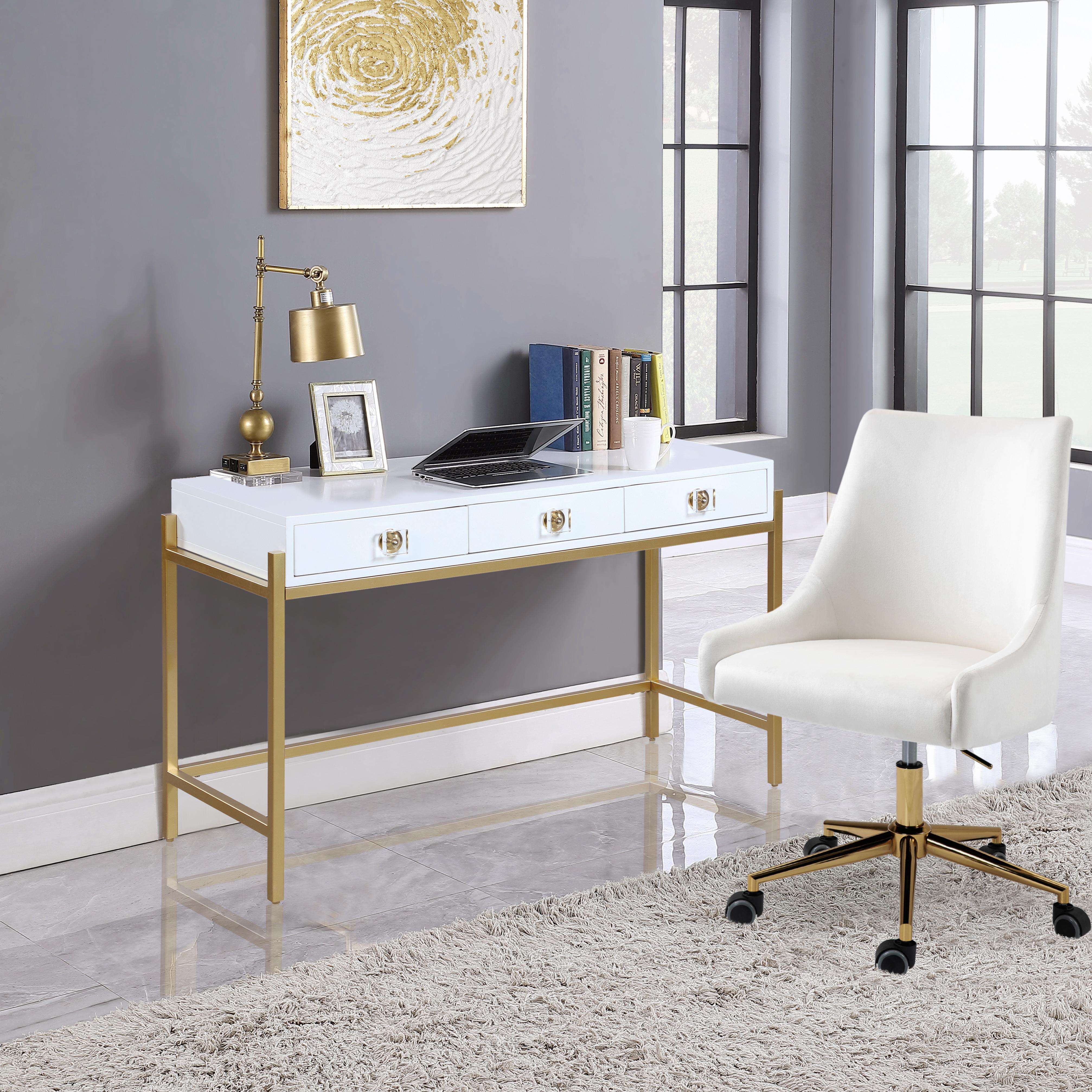 Abigail White / Gold Desk/Console - Luxury Home Furniture (MI)