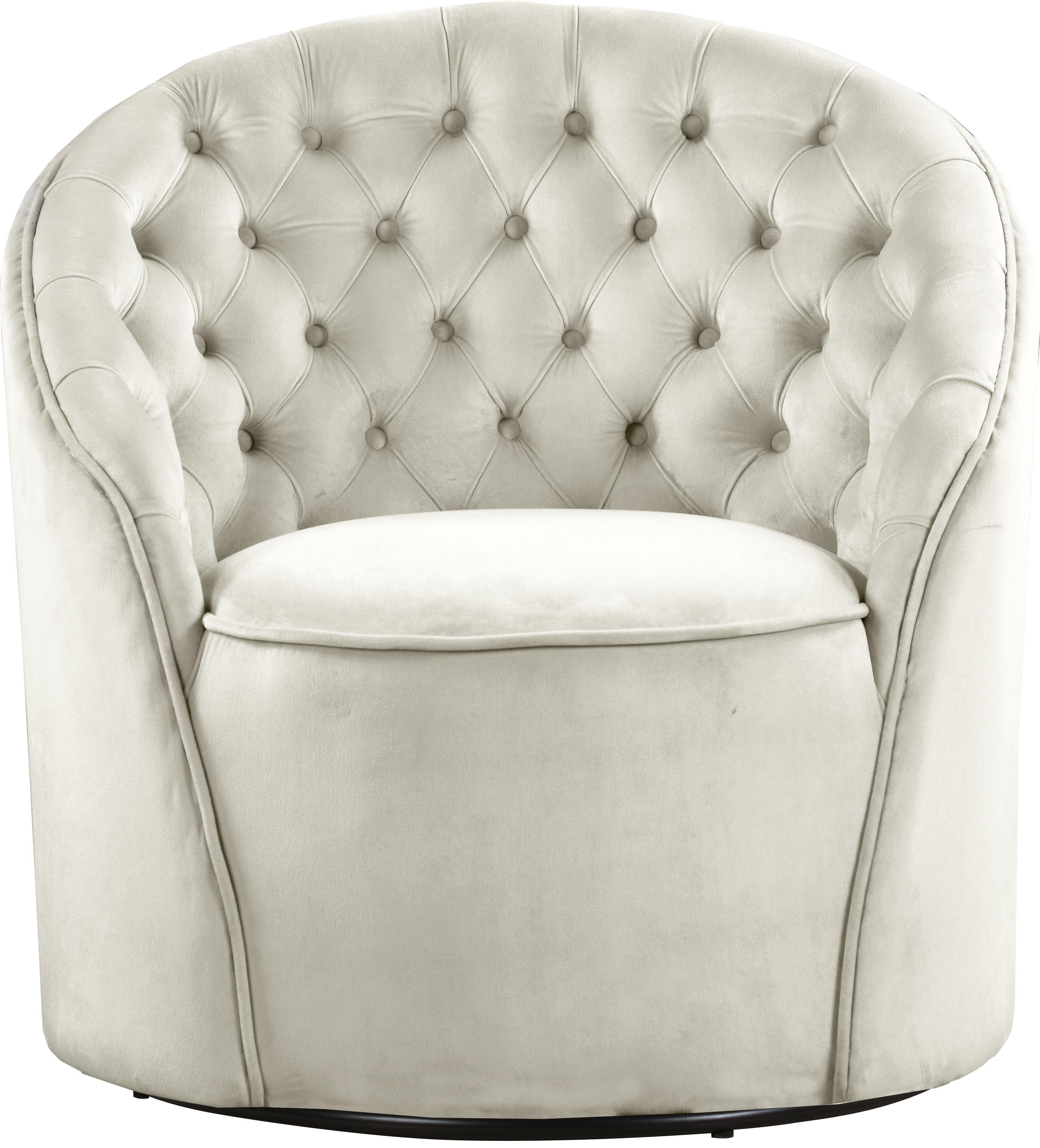 Alessio Cream Velvet Accent Chair - Luxury Home Furniture (MI)