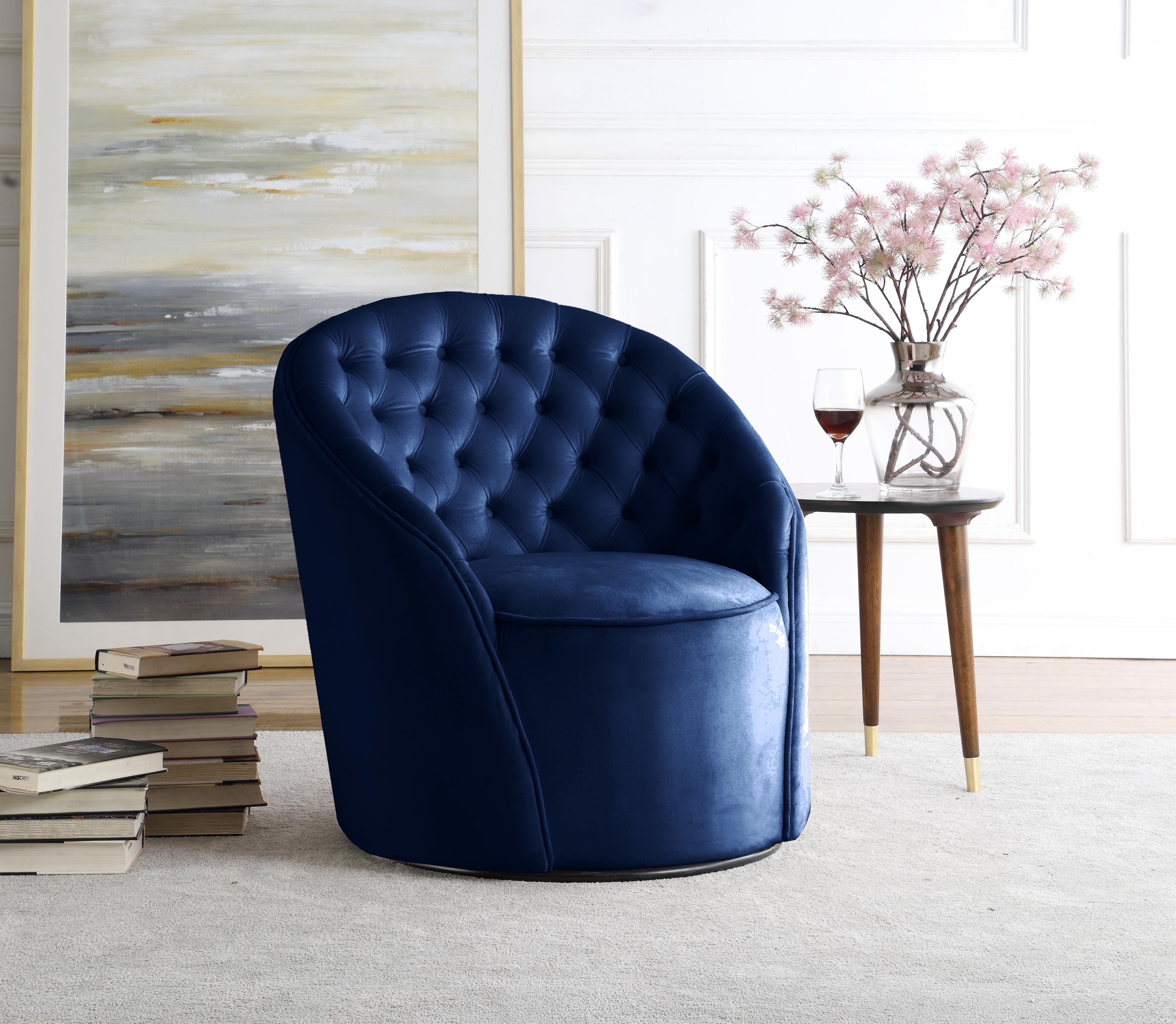 Alessio Navy Velvet Accent Chair - Luxury Home Furniture (MI)
