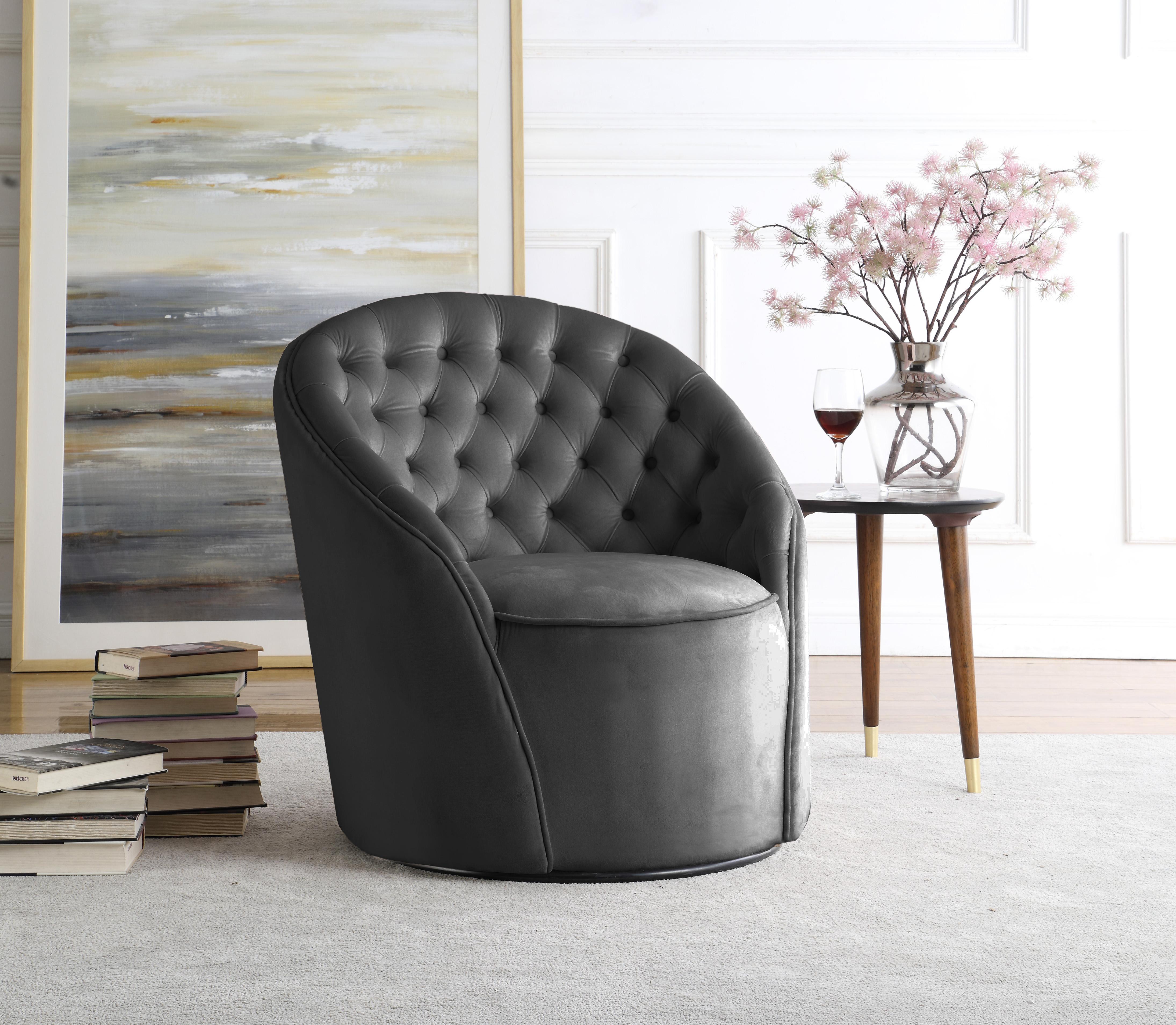 Alessio Grey Velvet Accent Chair - Luxury Home Furniture (MI)