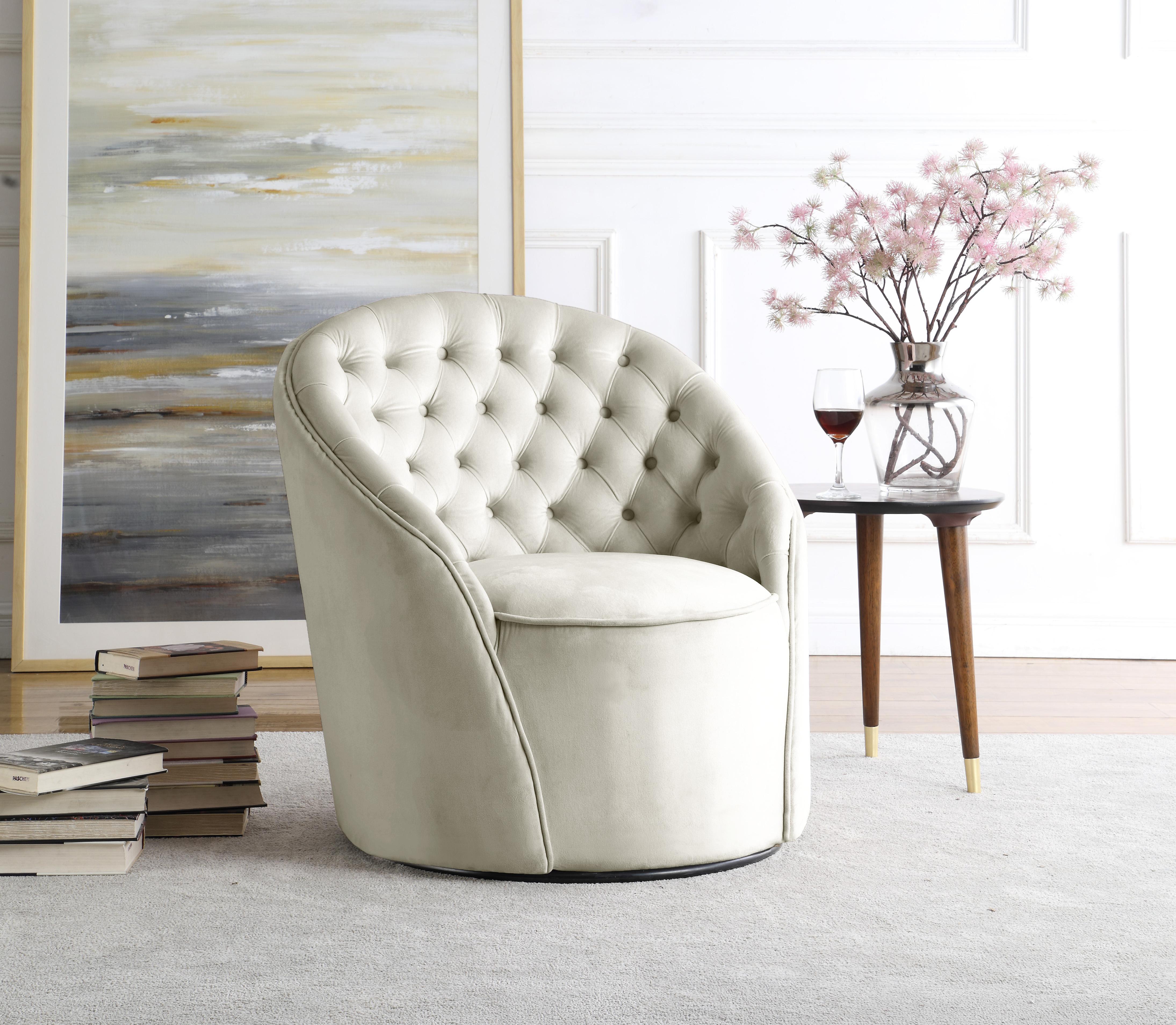 Alessio Cream Velvet Accent Chair - Luxury Home Furniture (MI)