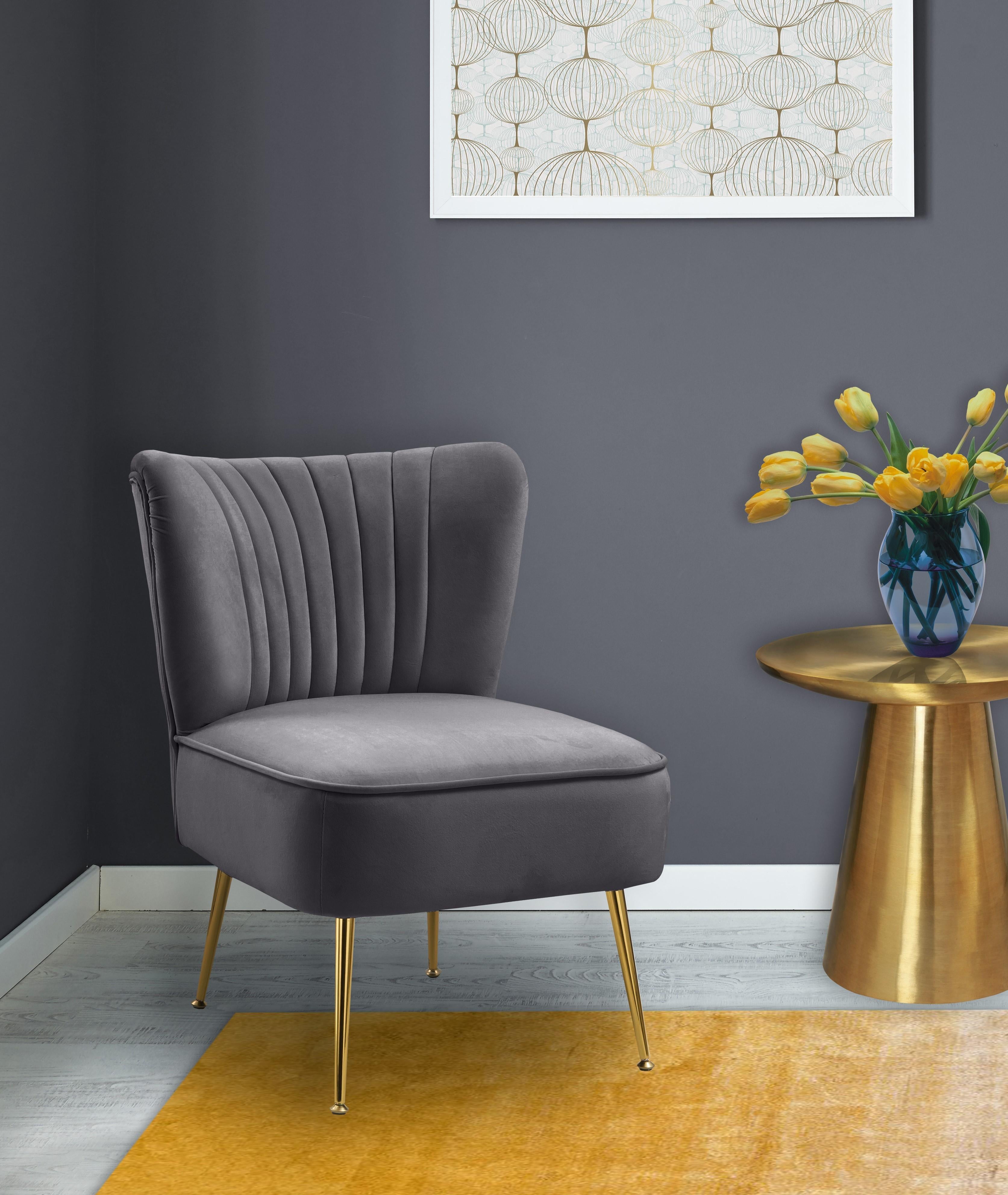 Tess Grey Velvet Accent Chair - Luxury Home Furniture (MI)