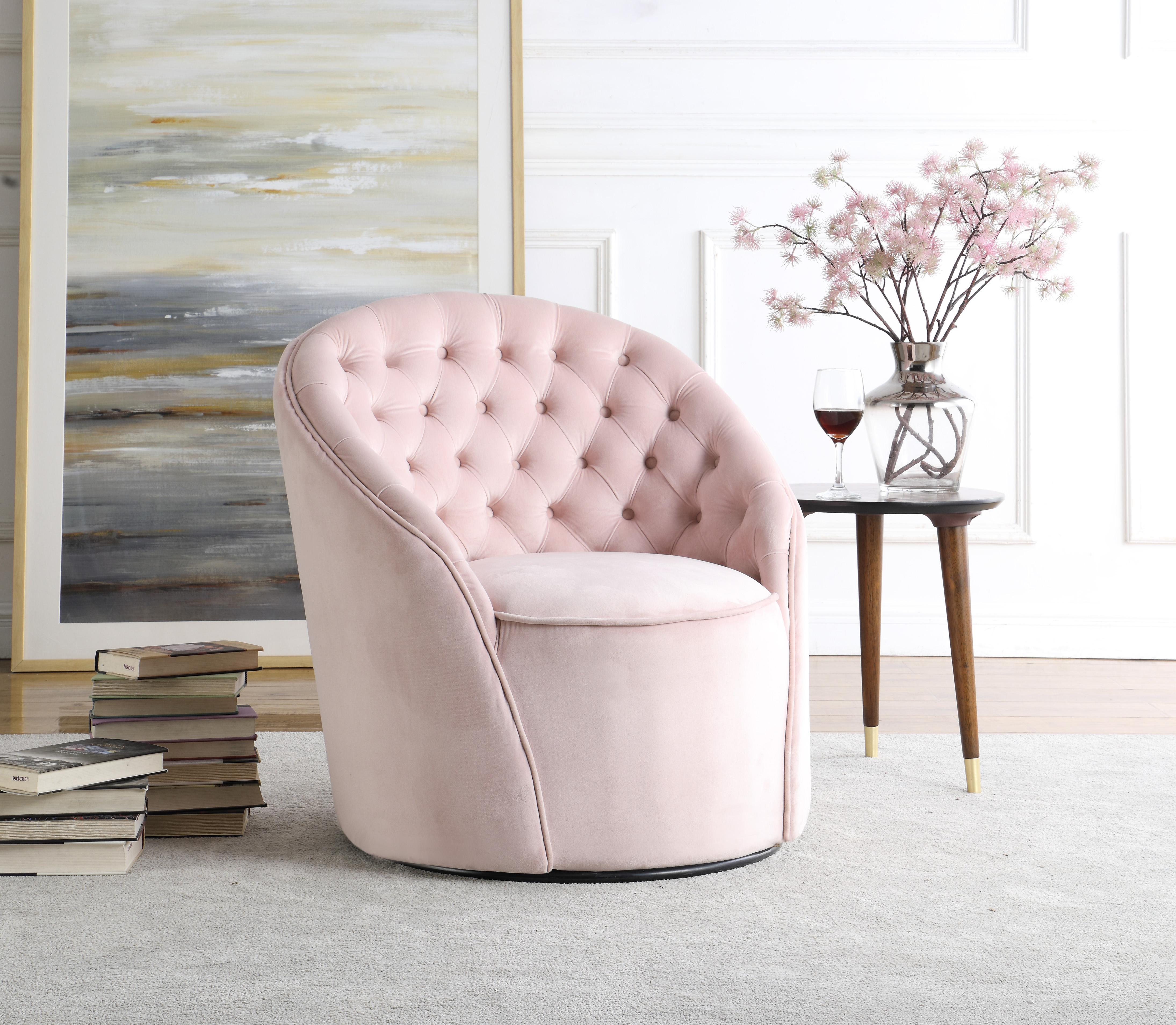Alessio Pink Velvet Accent Chair - Luxury Home Furniture (MI)