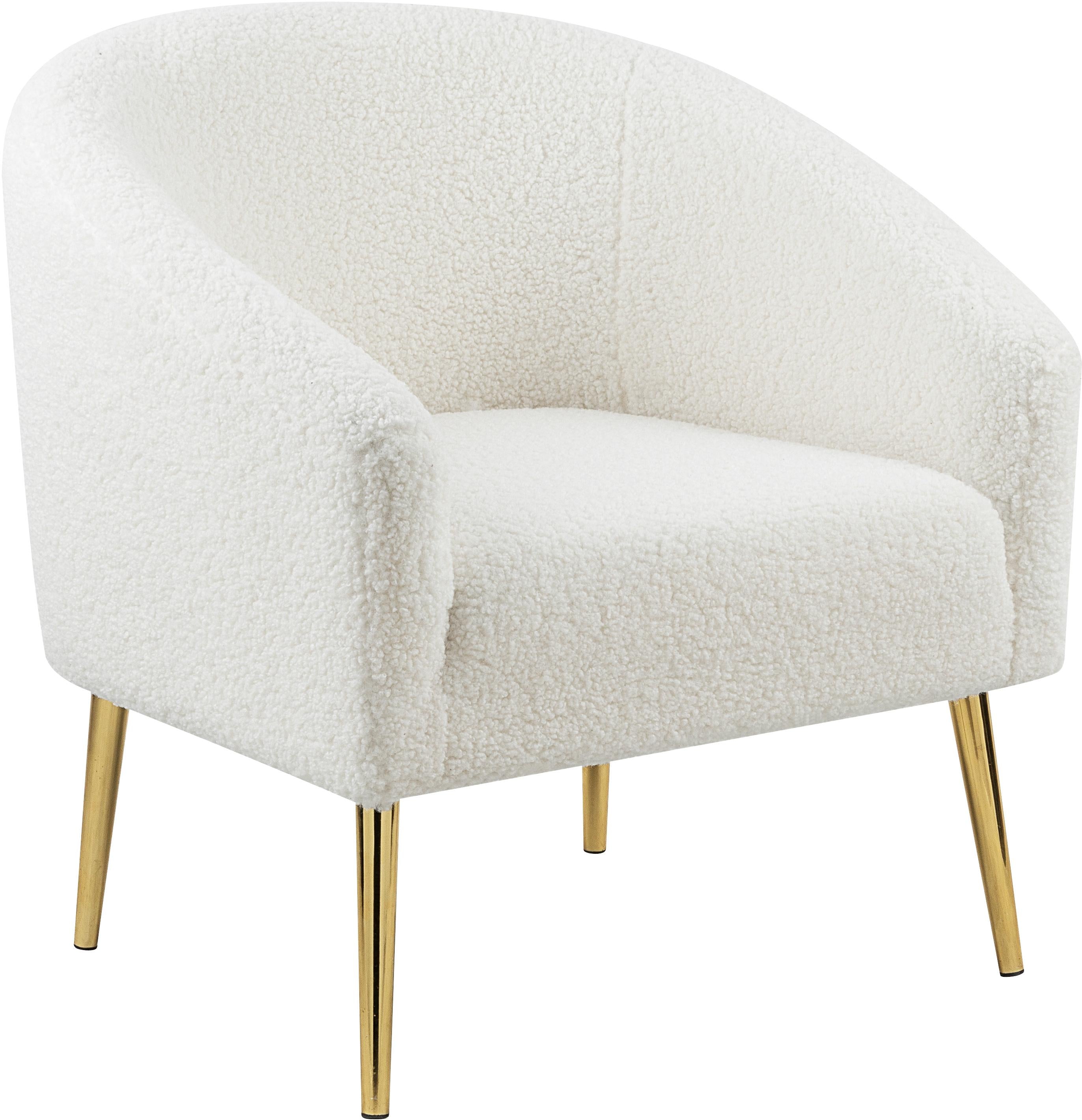 Barlow White Faux Sheepskin Fur Accent Chair - Luxury Home Furniture (MI)