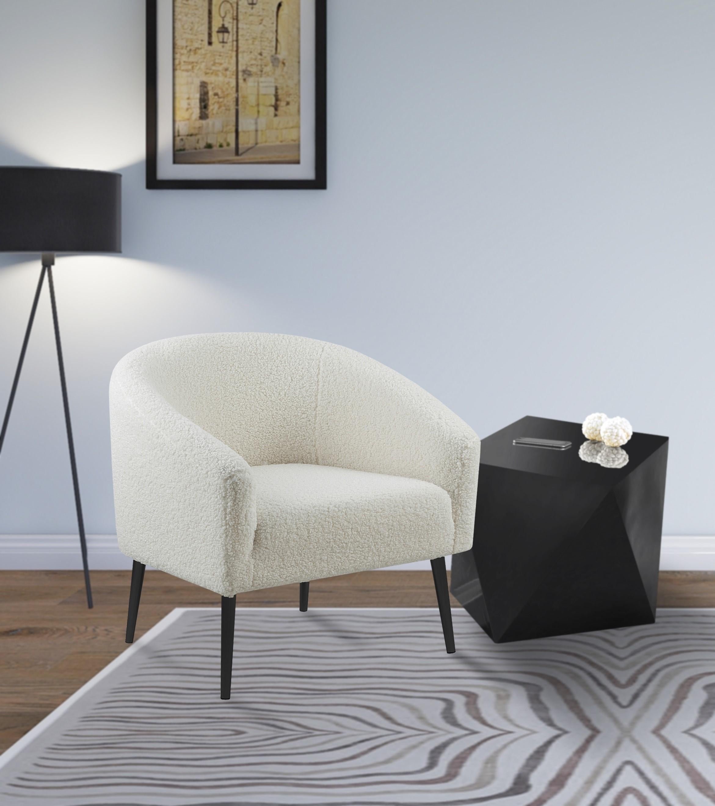 Barlow White Faux Sheepskin Fur Accent Chair - Luxury Home Furniture (MI)