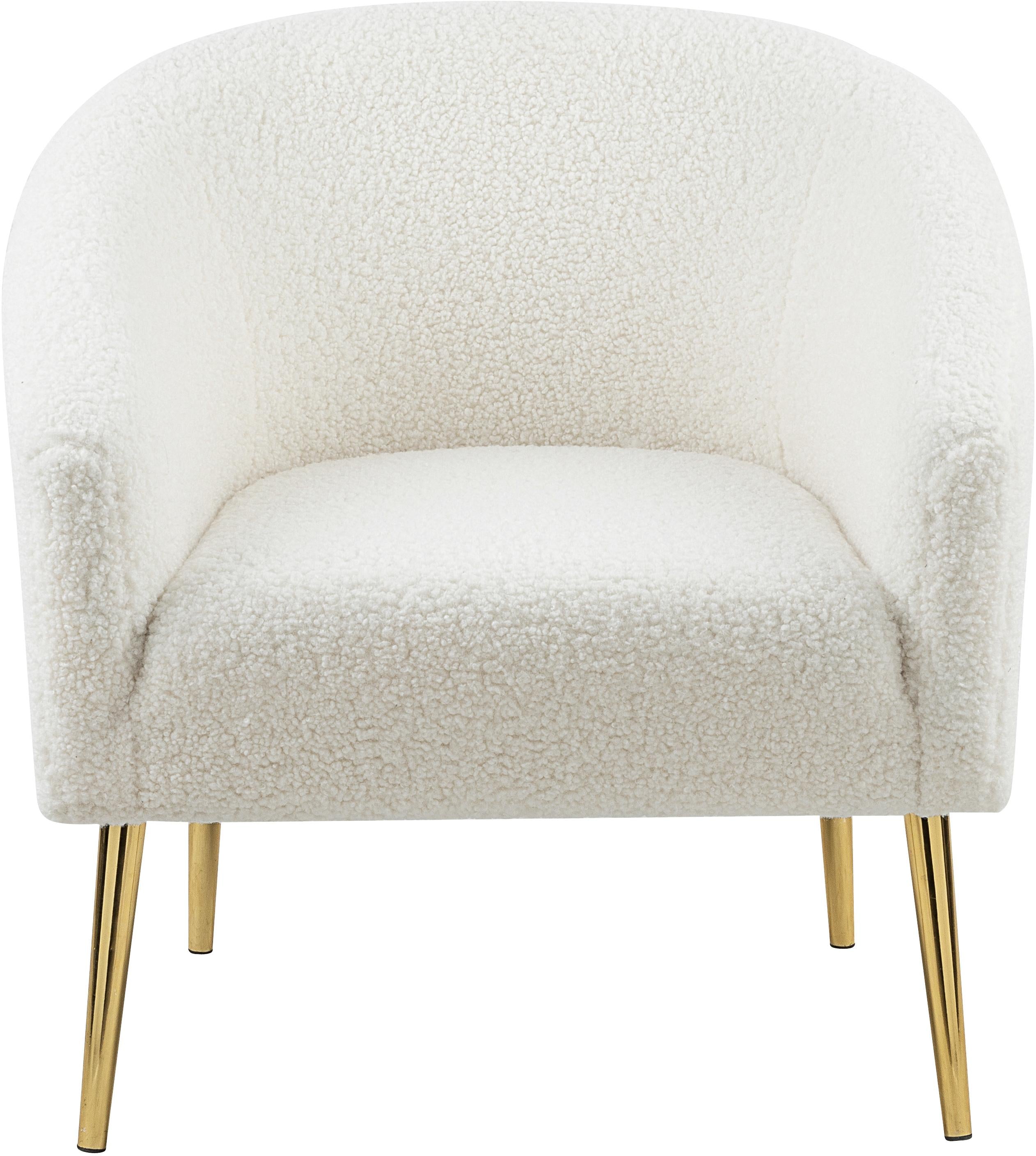 Barlow White Faux Sheepskin Fur Accent Chair - Luxury Home Furniture (MI)