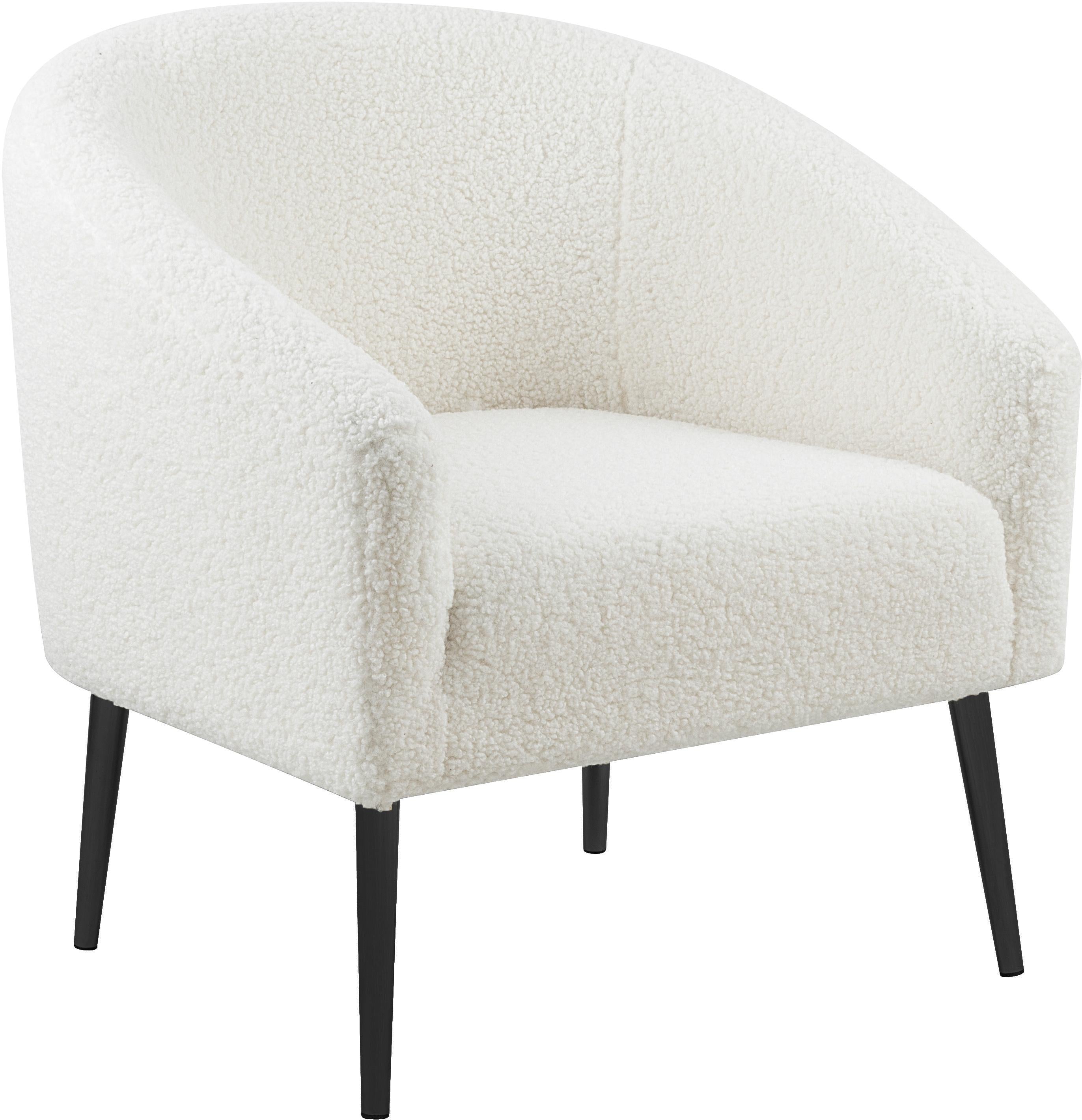 Barlow White Faux Sheepskin Fur Accent Chair - Luxury Home Furniture (MI)