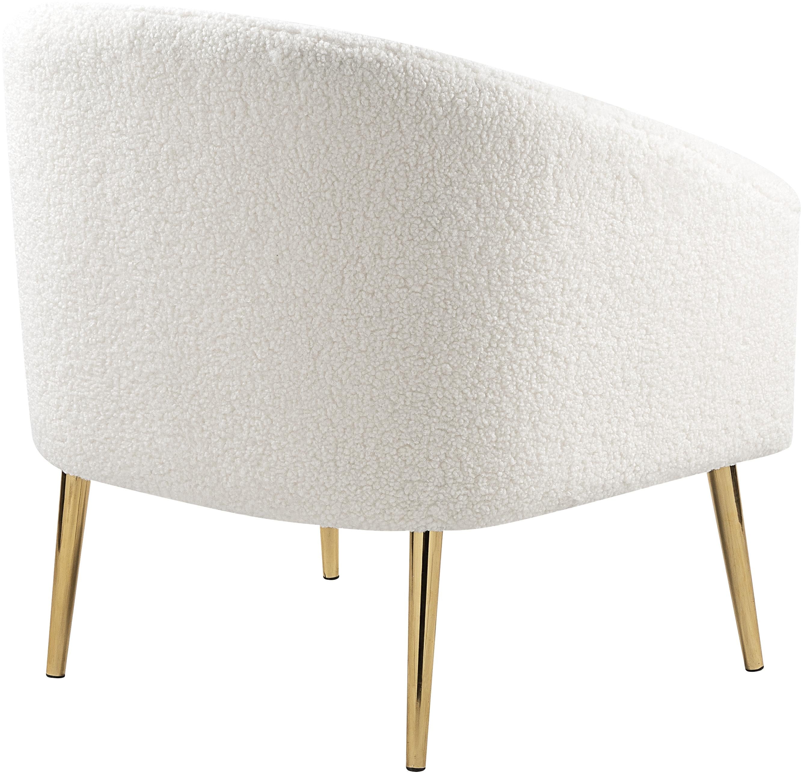 Barlow White Faux Sheepskin Fur Accent Chair - Luxury Home Furniture (MI)