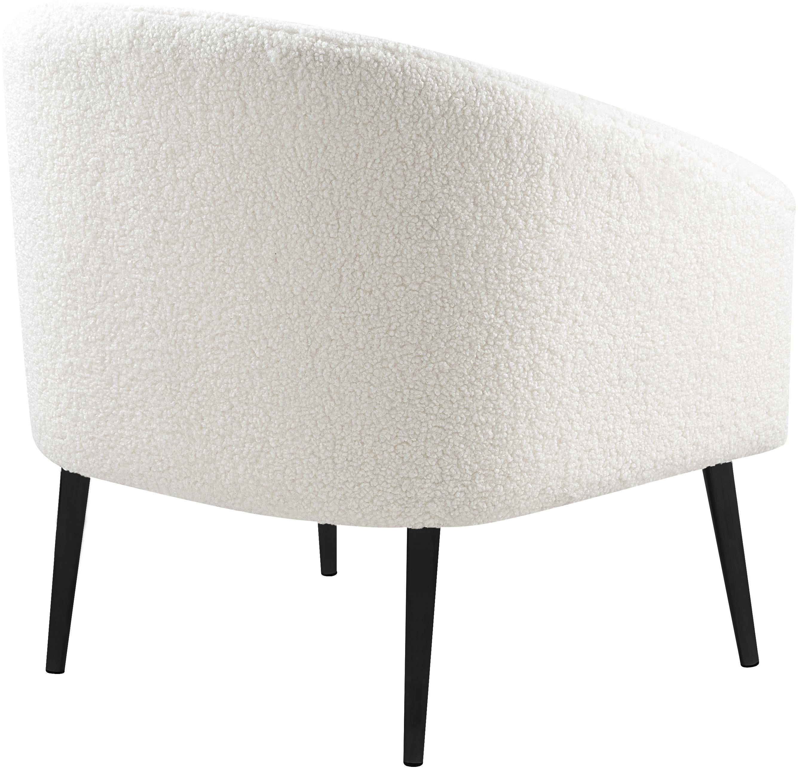 Barlow White Faux Sheepskin Fur Accent Chair - Luxury Home Furniture (MI)