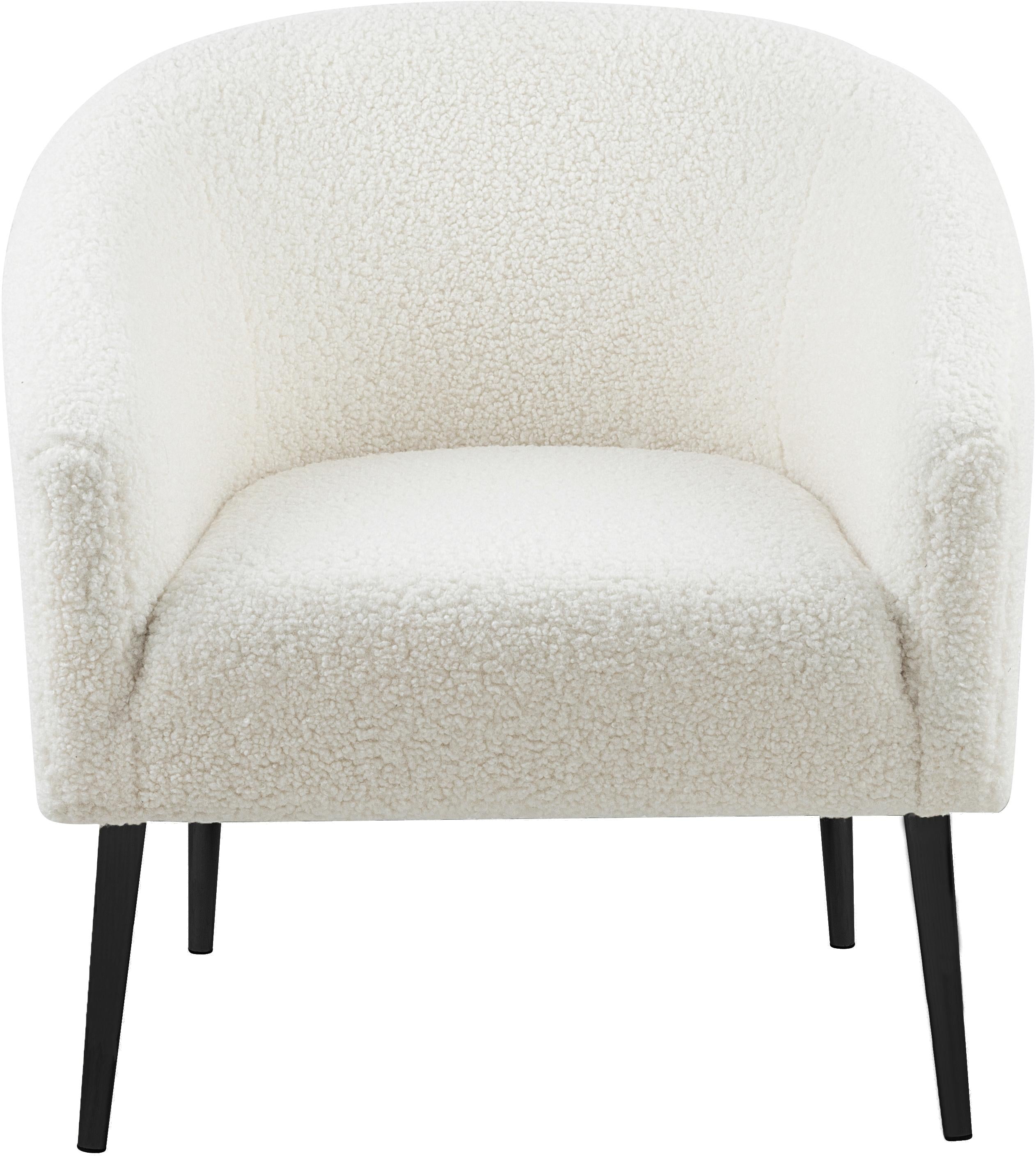 Barlow White Faux Sheepskin Fur Accent Chair - Luxury Home Furniture (MI)