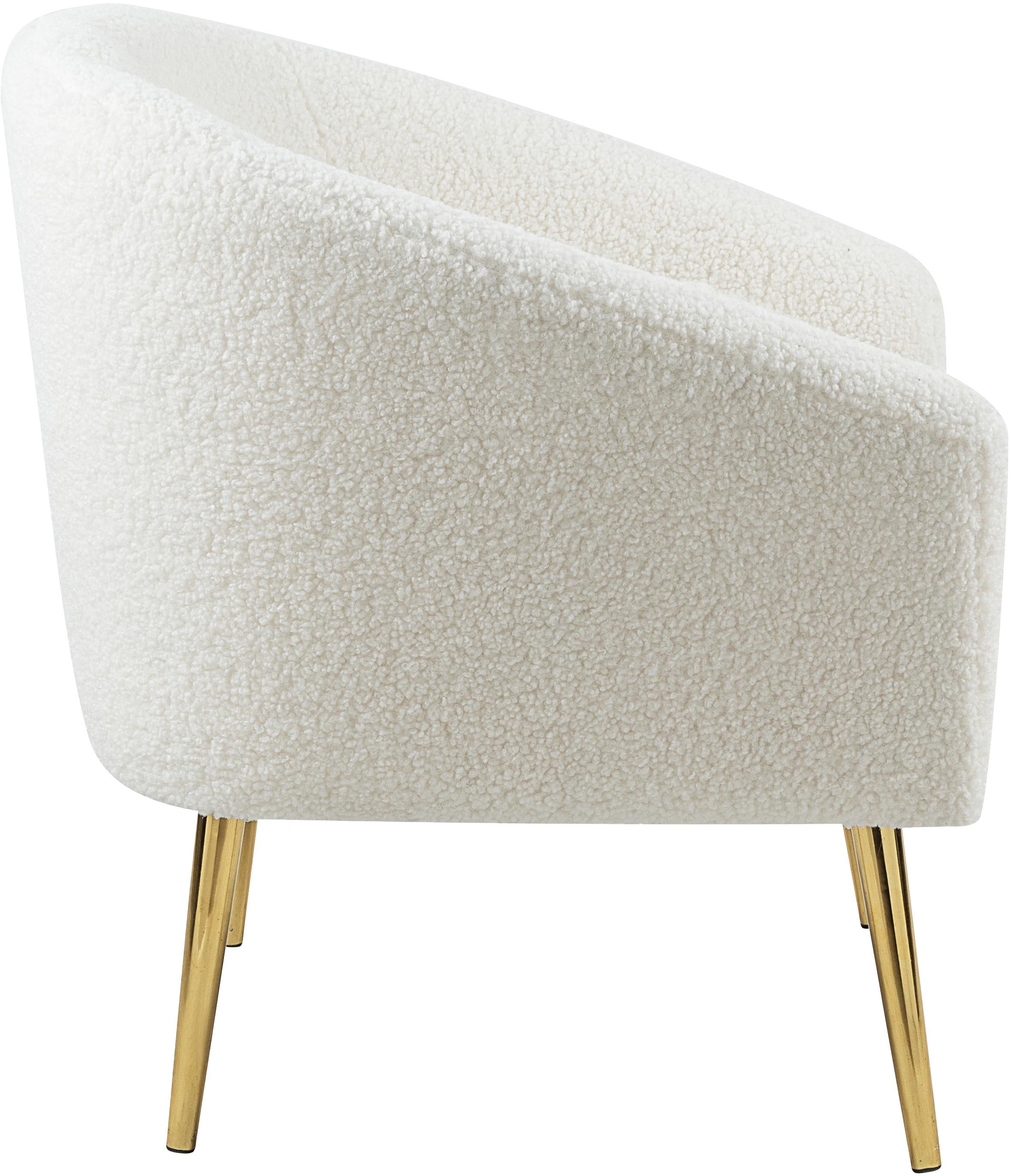 Barlow White Faux Sheepskin Fur Accent Chair - Luxury Home Furniture (MI)