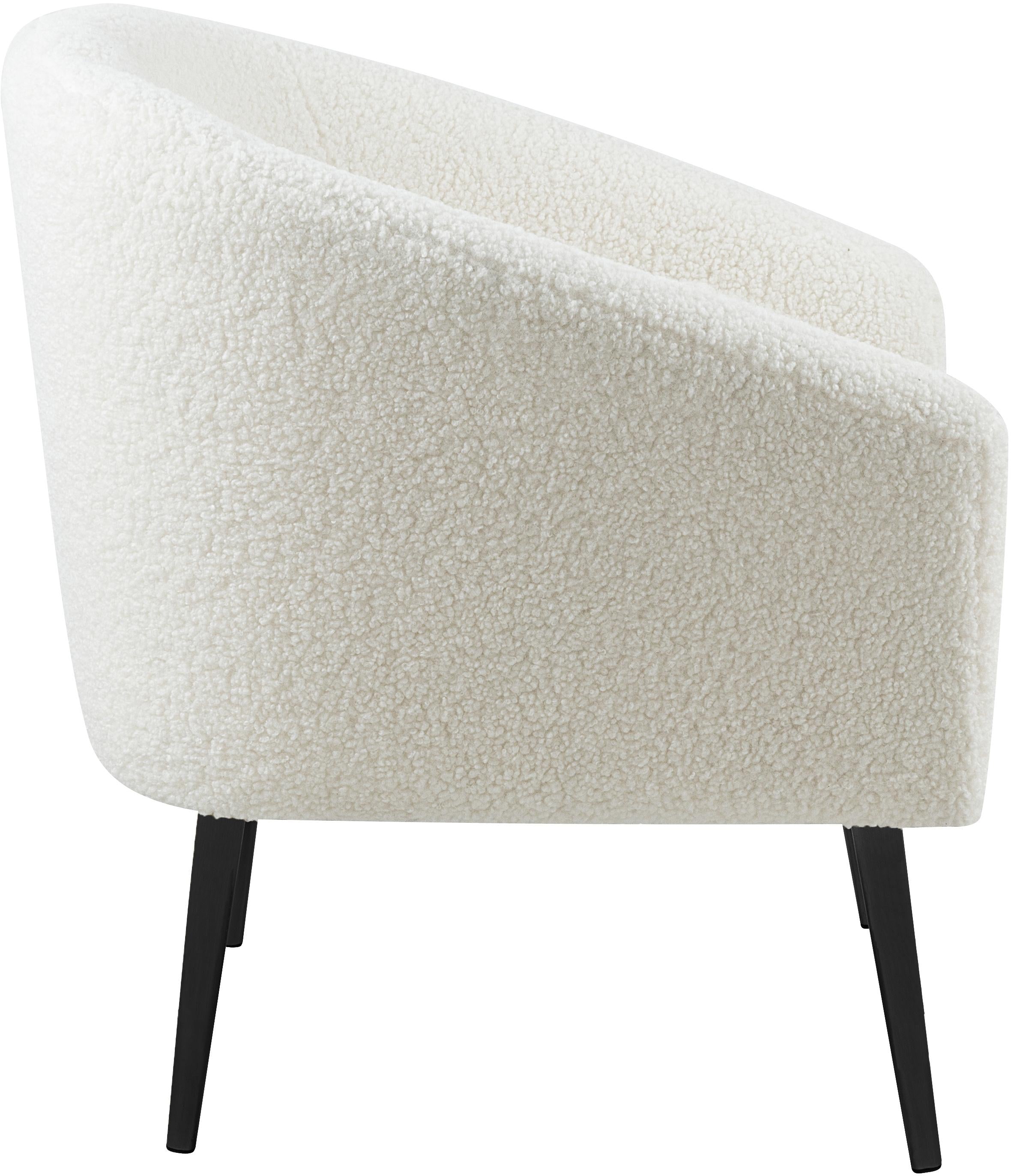 Barlow White Faux Sheepskin Fur Accent Chair - Luxury Home Furniture (MI)