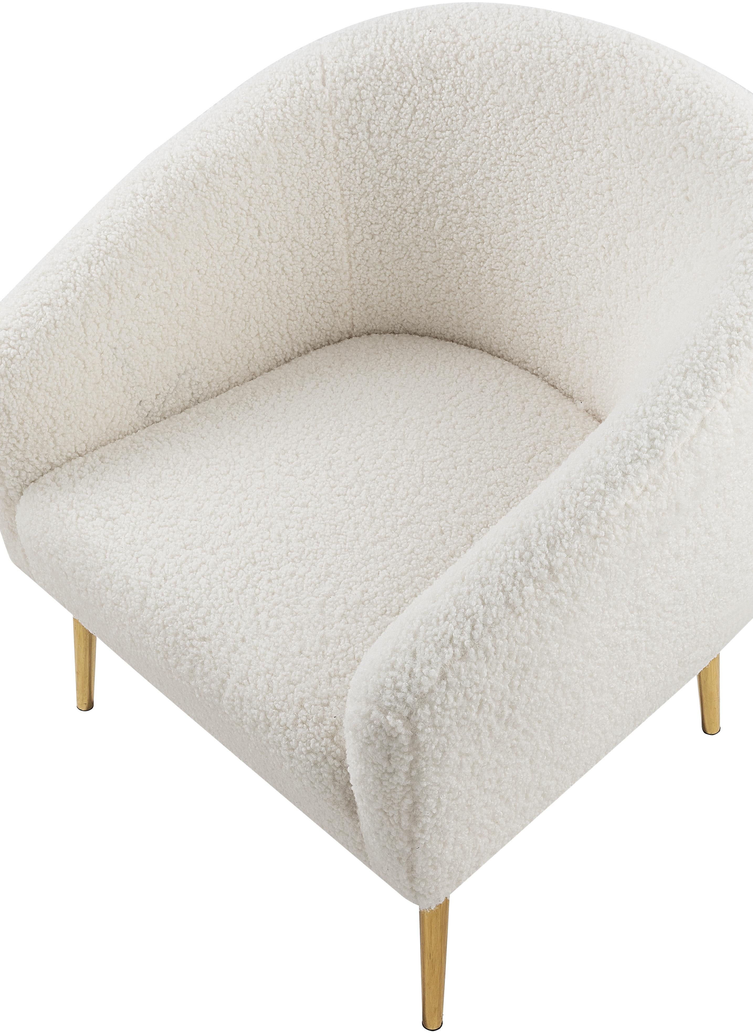 Barlow White Faux Sheepskin Fur Accent Chair - Luxury Home Furniture (MI)