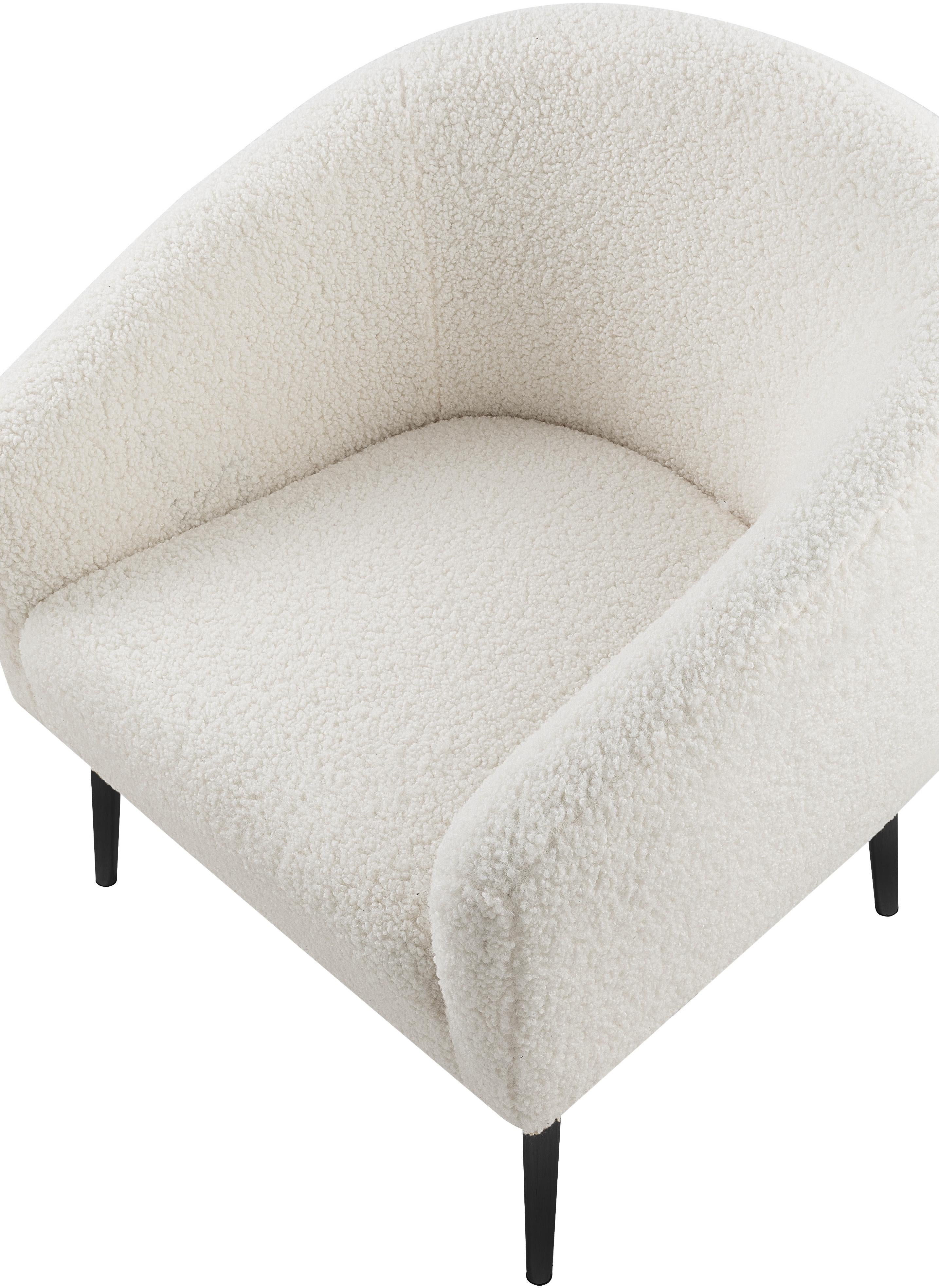Barlow White Faux Sheepskin Fur Accent Chair - Luxury Home Furniture (MI)