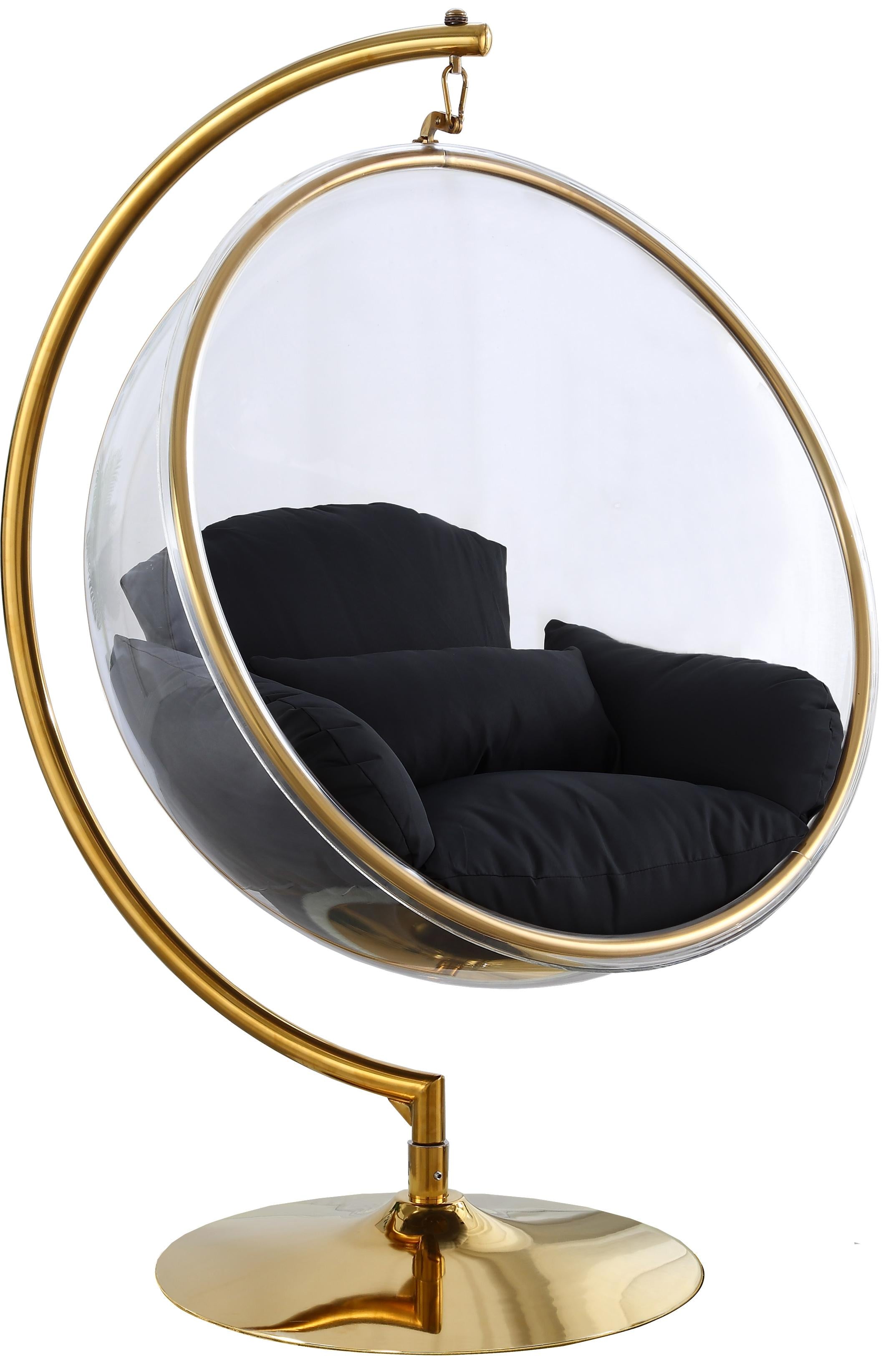 Luna Black Fabric Acrylic Swing Bubble Accent Chair (2 Boxes) - Luxury Home Furniture (MI)