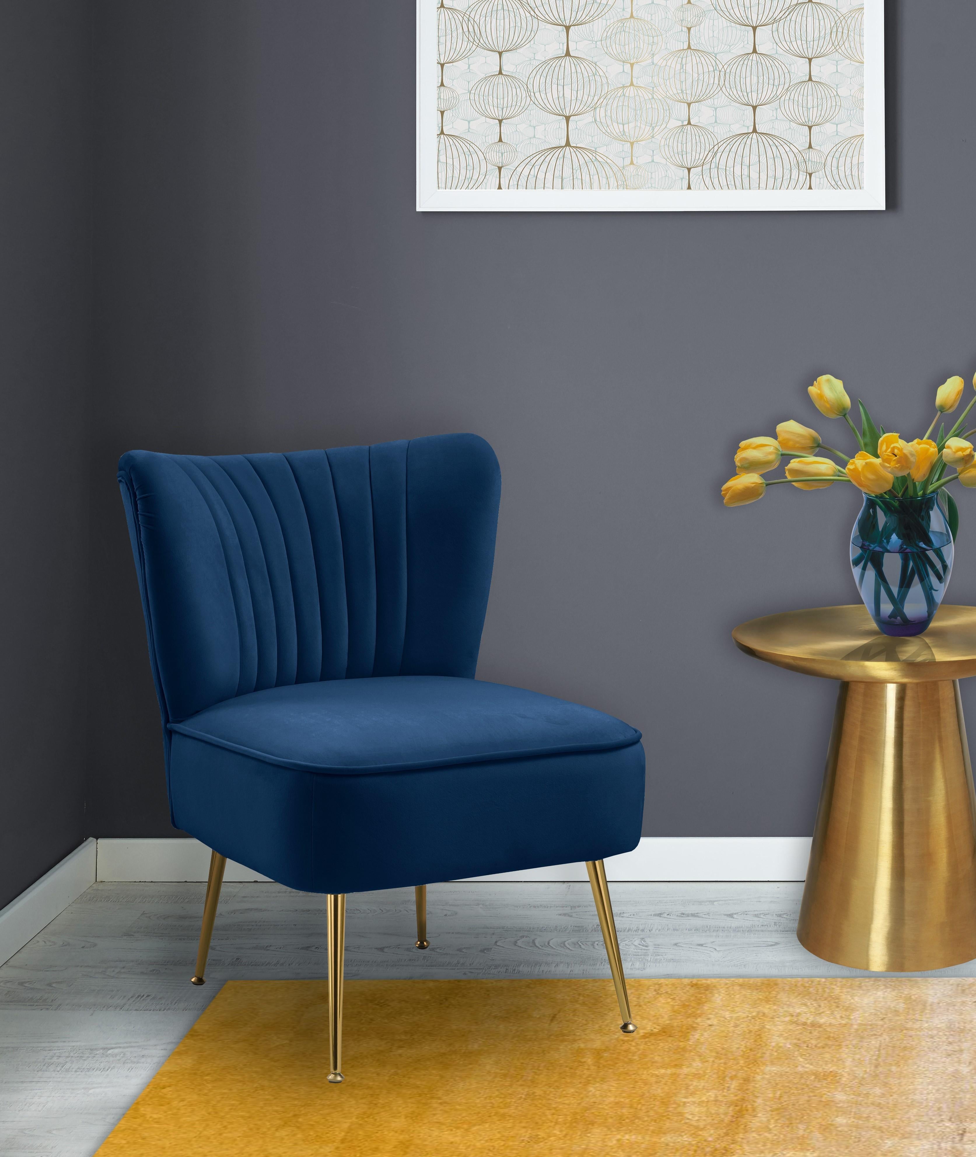Tess Navy Velvet Accent Chair - Luxury Home Furniture (MI)