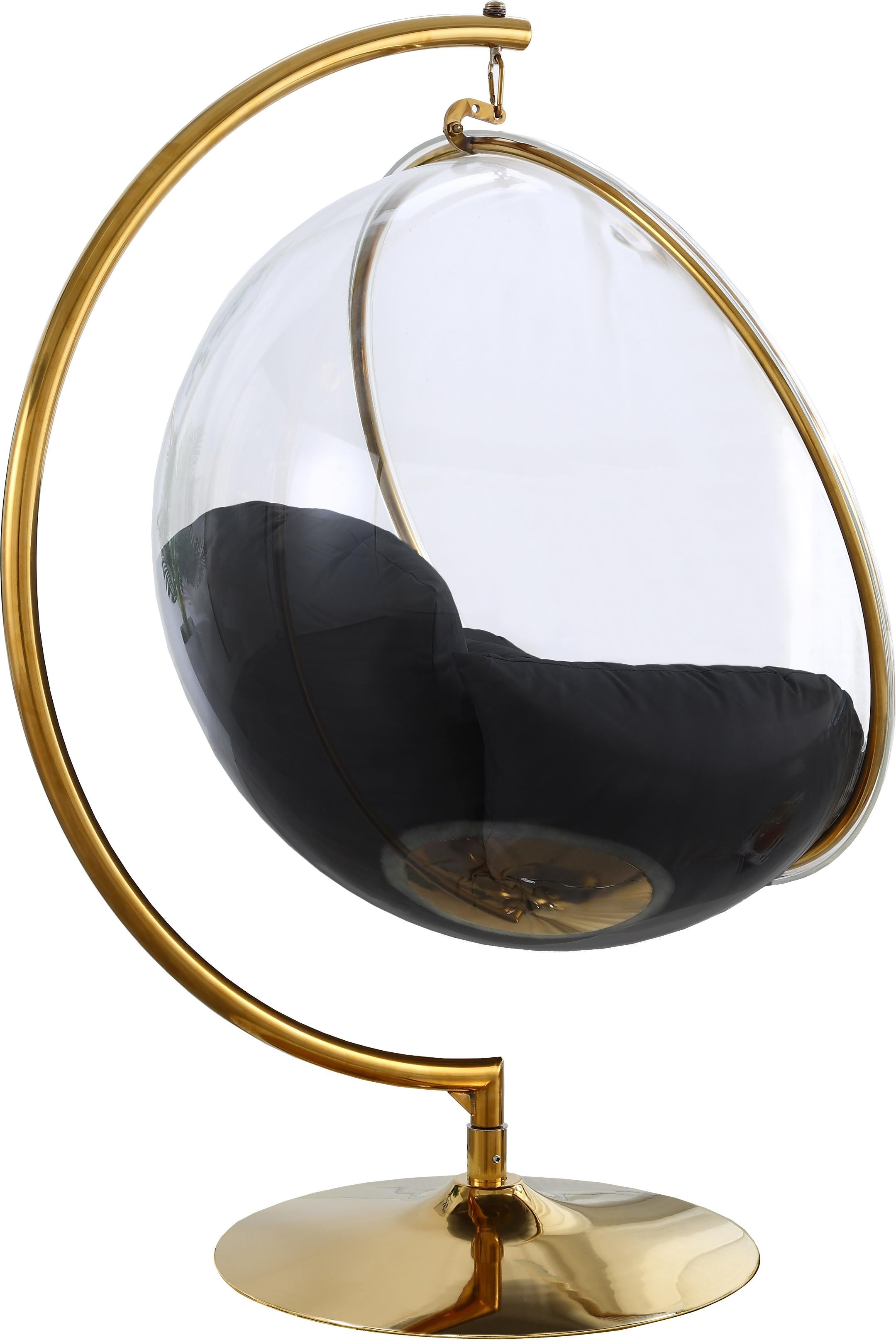 Luna Black Fabric Acrylic Swing Bubble Accent Chair (2 Boxes) - Luxury Home Furniture (MI)