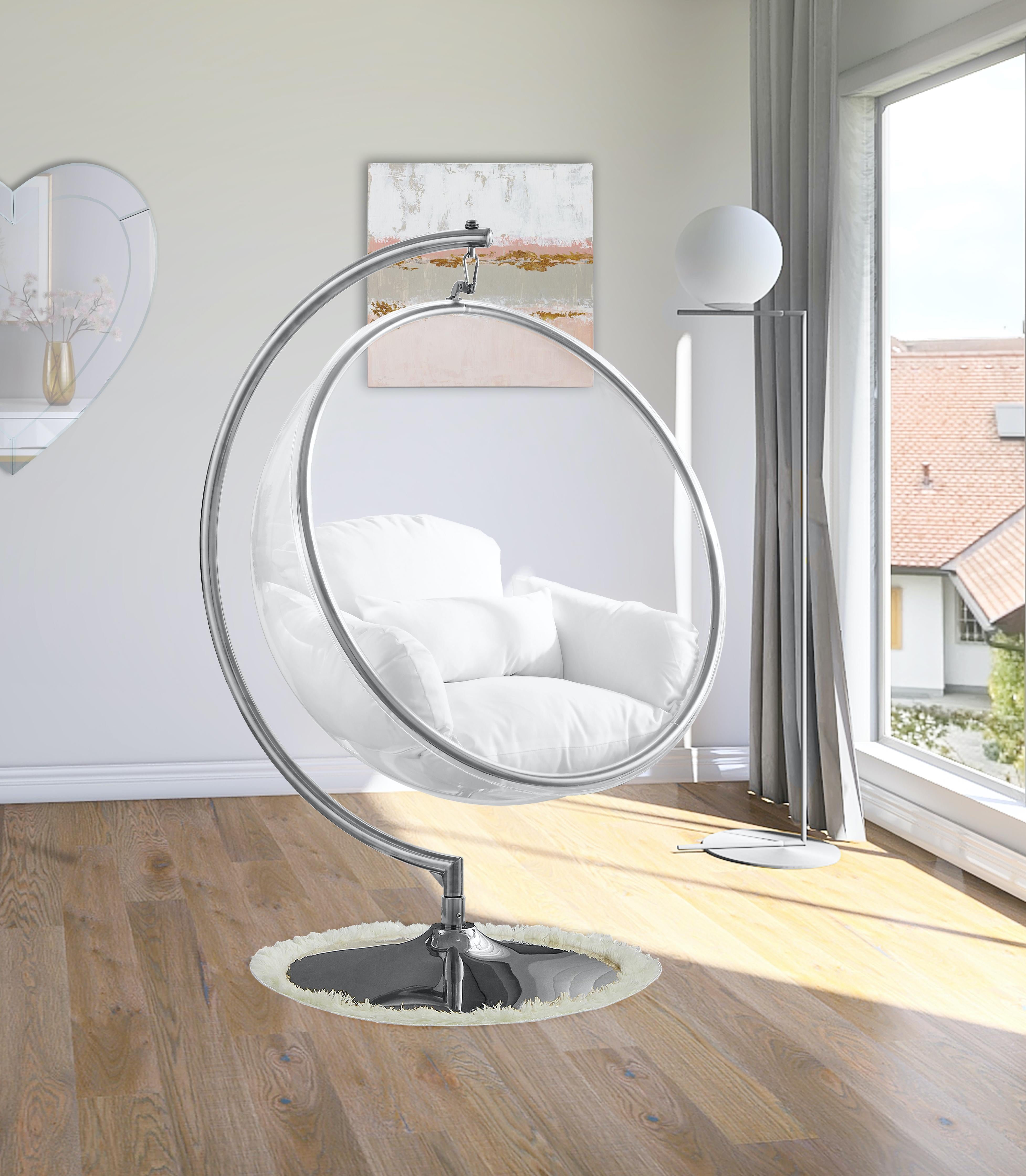 Luna White Durable Fabric Acrylic Swing Chair - Luxury Home Furniture (MI)