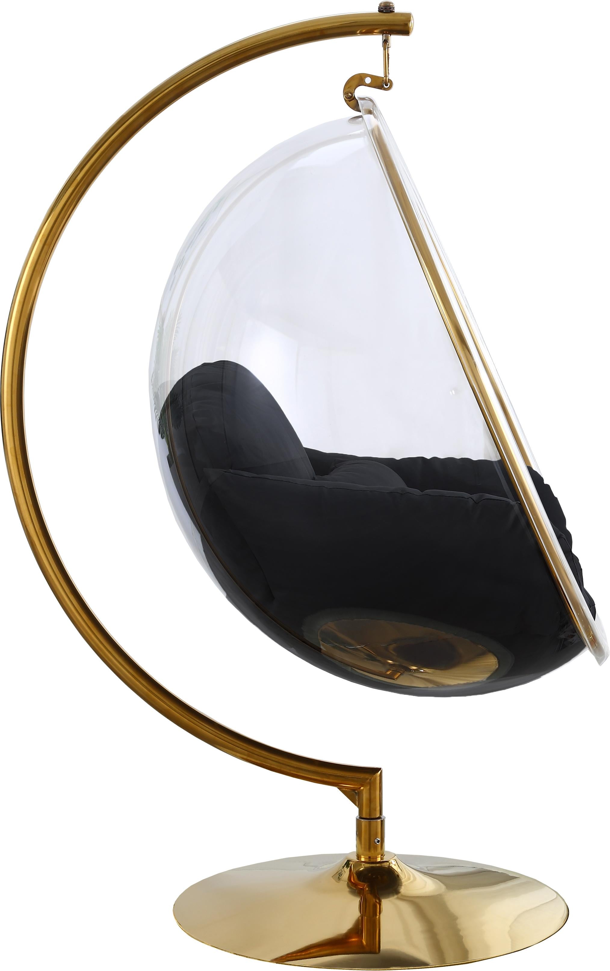Luna Black Fabric Acrylic Swing Bubble Accent Chair (2 Boxes) - Luxury Home Furniture (MI)