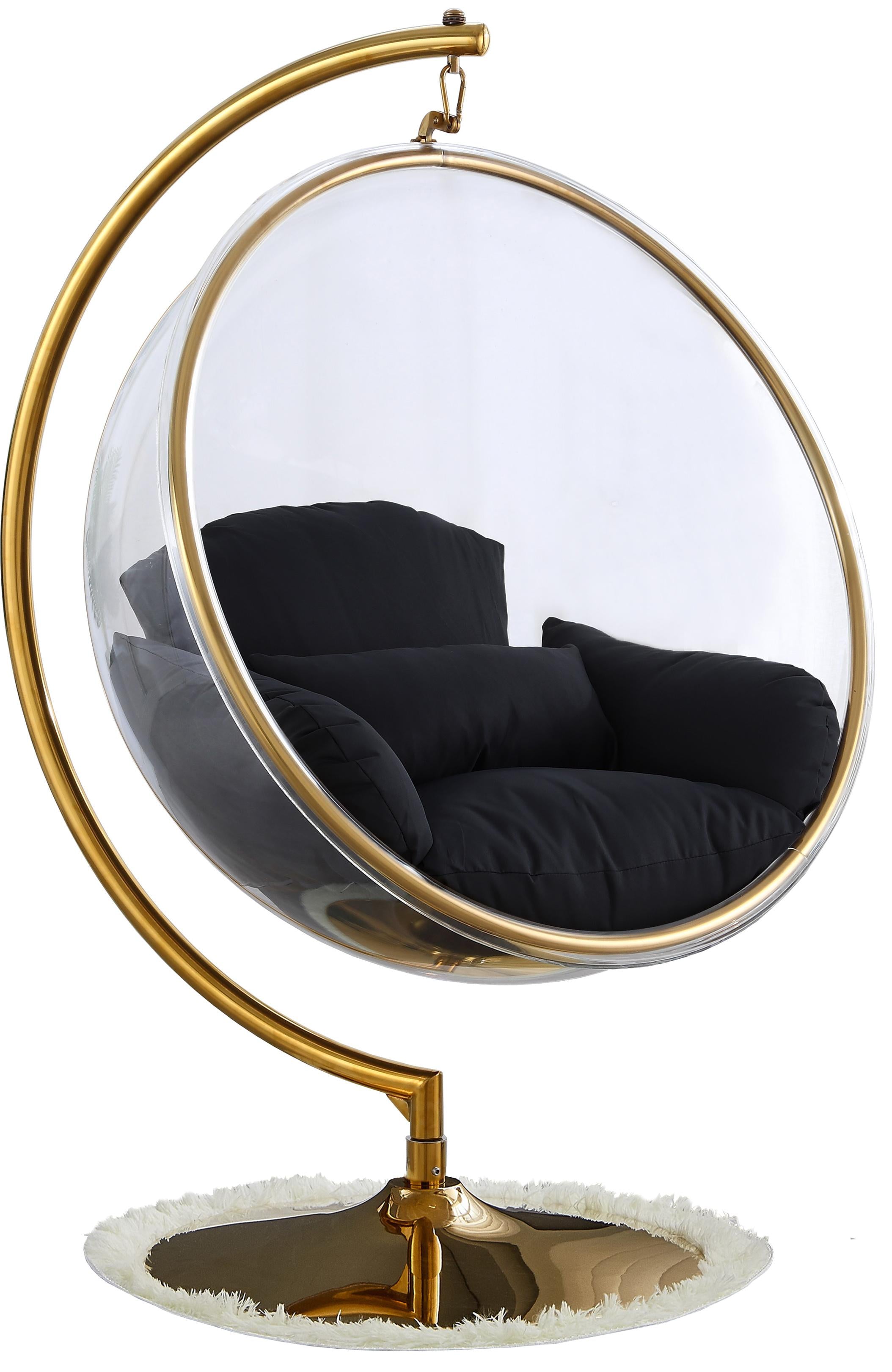 Luna Black Fabric Acrylic Swing Bubble Accent Chair (2 Boxes) - Luxury Home Furniture (MI)