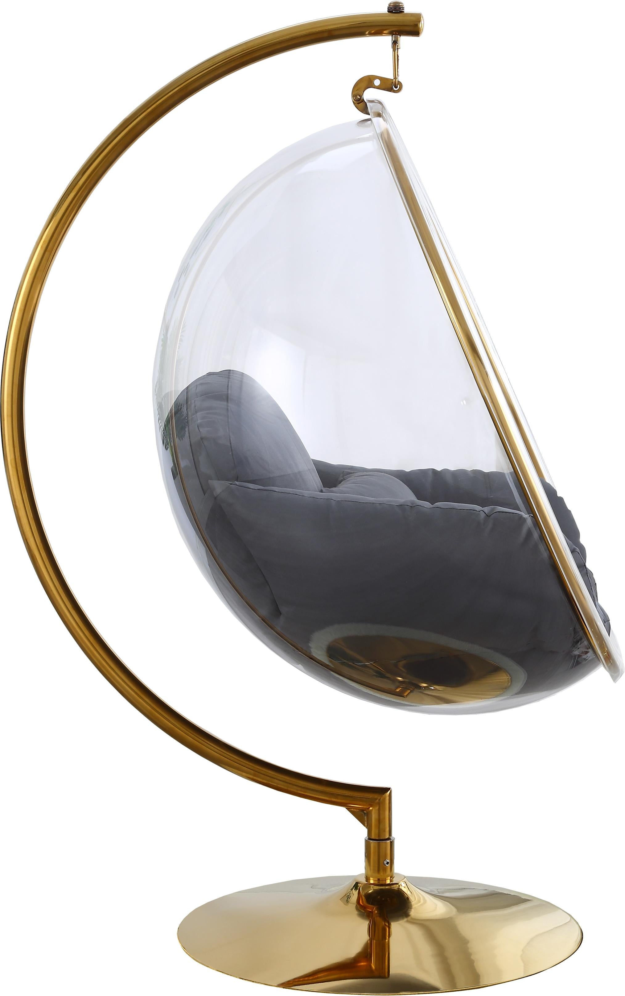 Luna Grey Fabric Acrylic Swing Bubble Accent Chair (2 Boxes) - Luxury Home Furniture (MI)