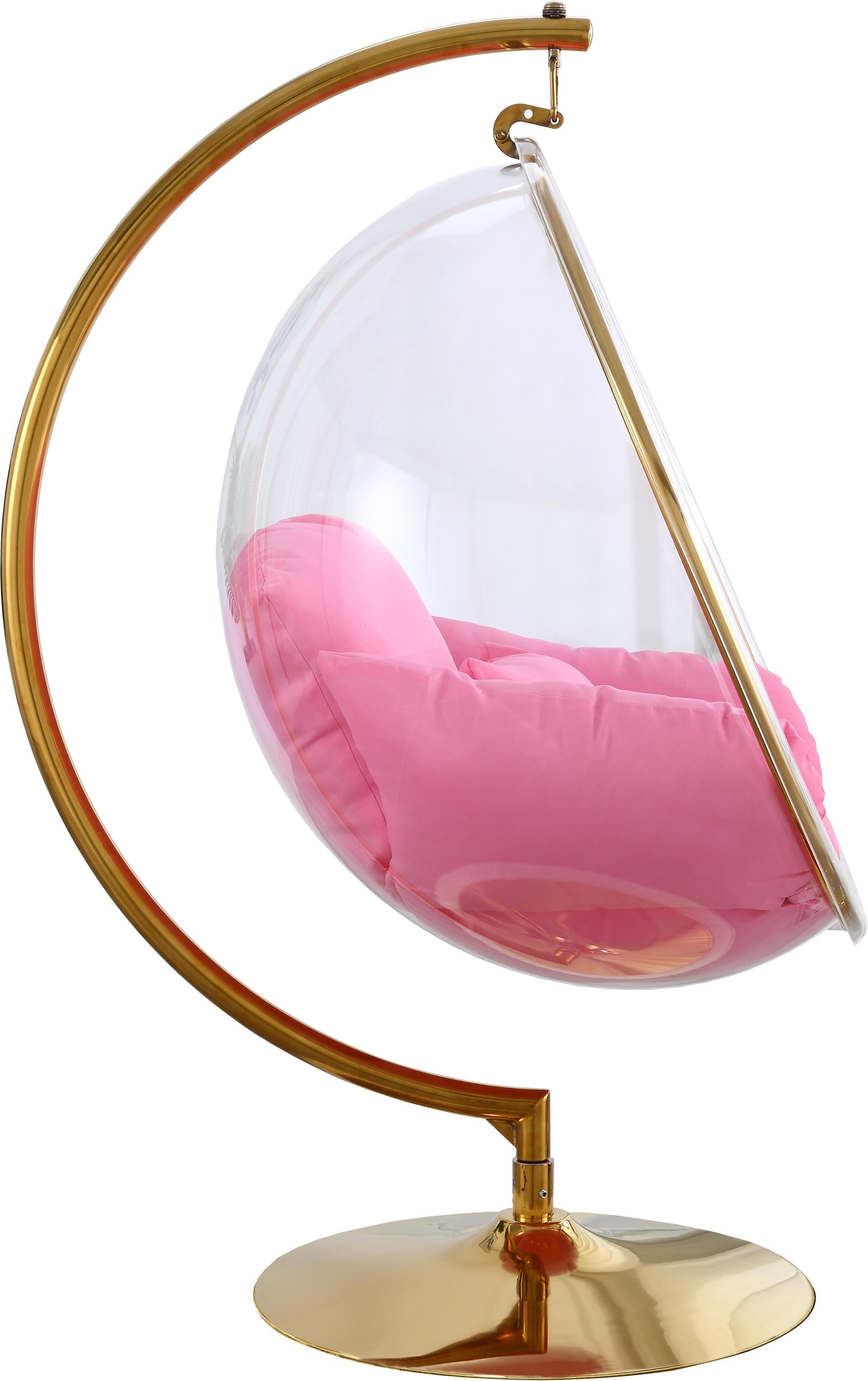 Luna Pink Fabric Acrylic Swing Bubble Accent Chair (2 Boxes) - Luxury Home Furniture (MI)