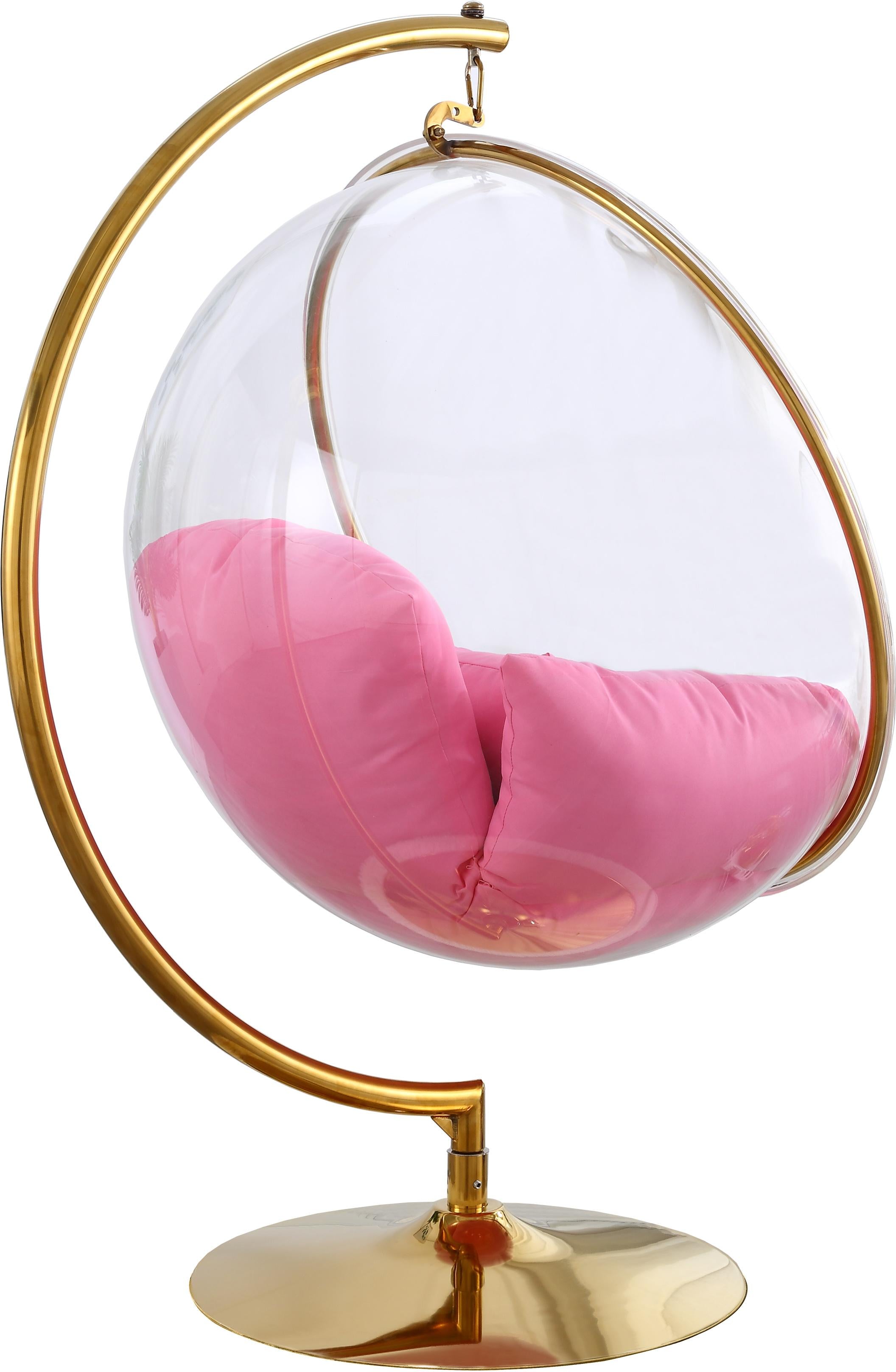 Luna Pink Fabric Acrylic Swing Bubble Accent Chair (2 Boxes) - Luxury Home Furniture (MI)