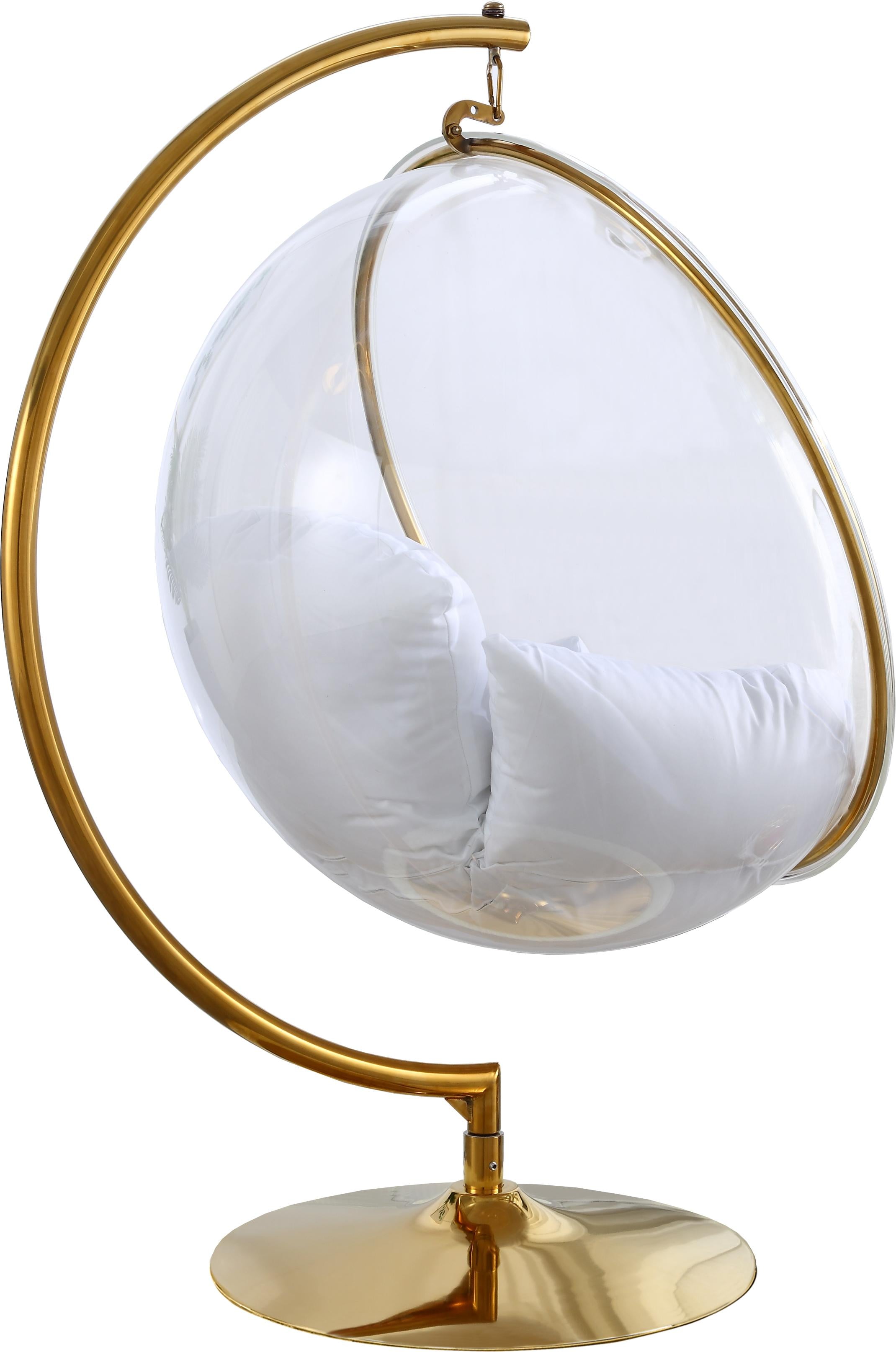 Luna White Fabric Acrylic Swing Bubble Accent Chair (2 Boxes) - Luxury Home Furniture (MI)