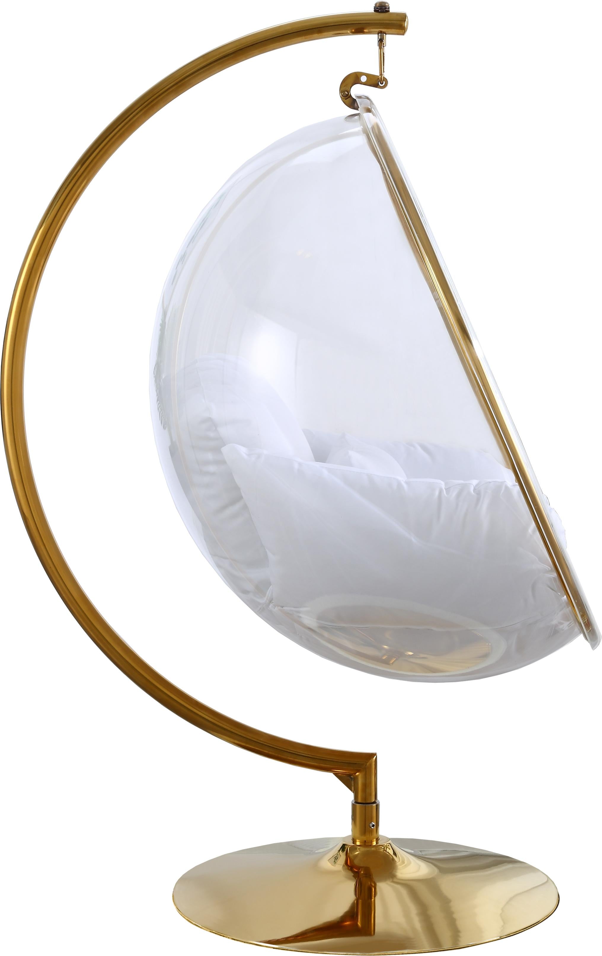 Luna White Fabric Acrylic Swing Bubble Accent Chair (2 Boxes) - Luxury Home Furniture (MI)