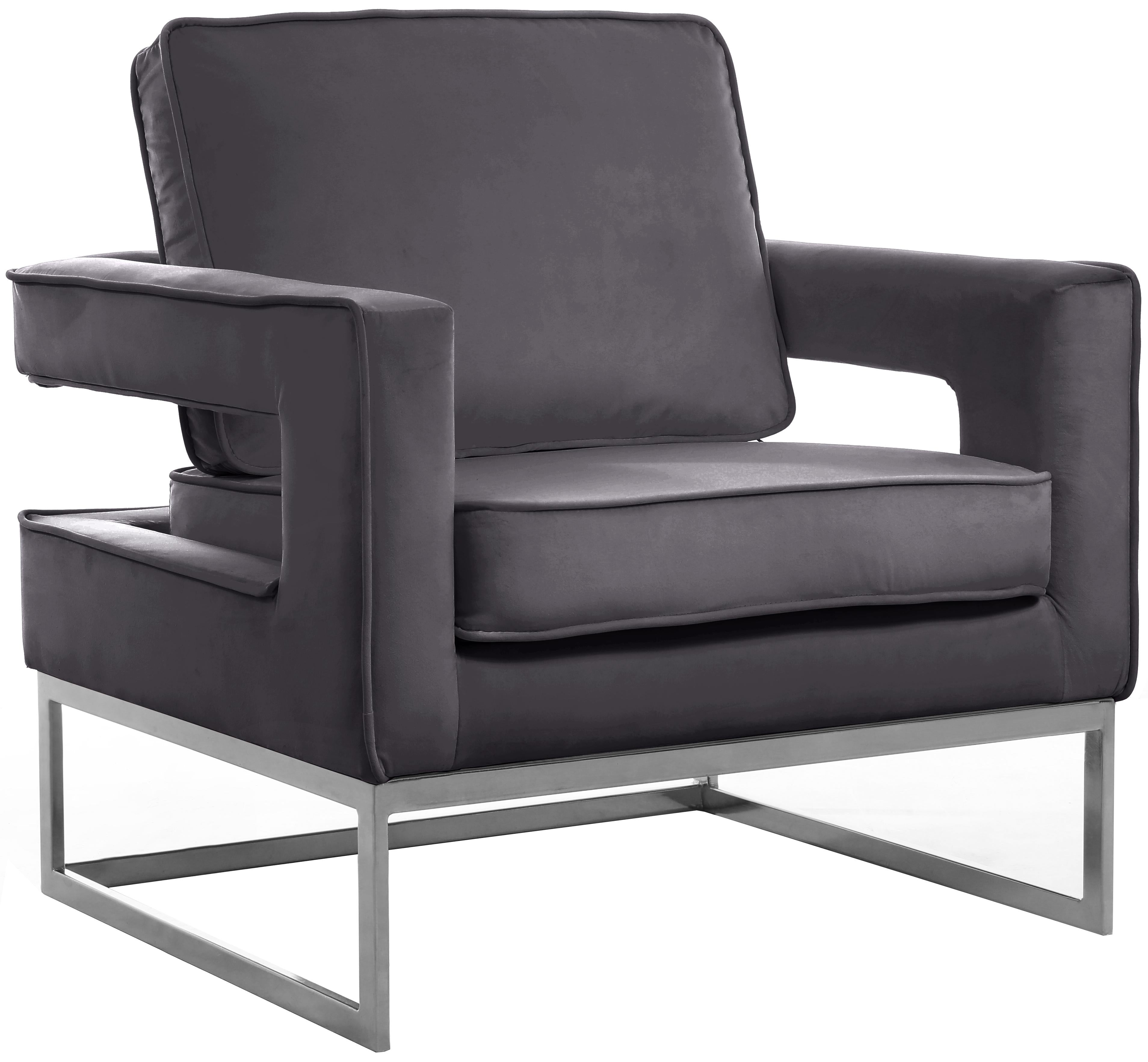 Noah Grey Velvet Accent Chair - Luxury Home Furniture (MI)