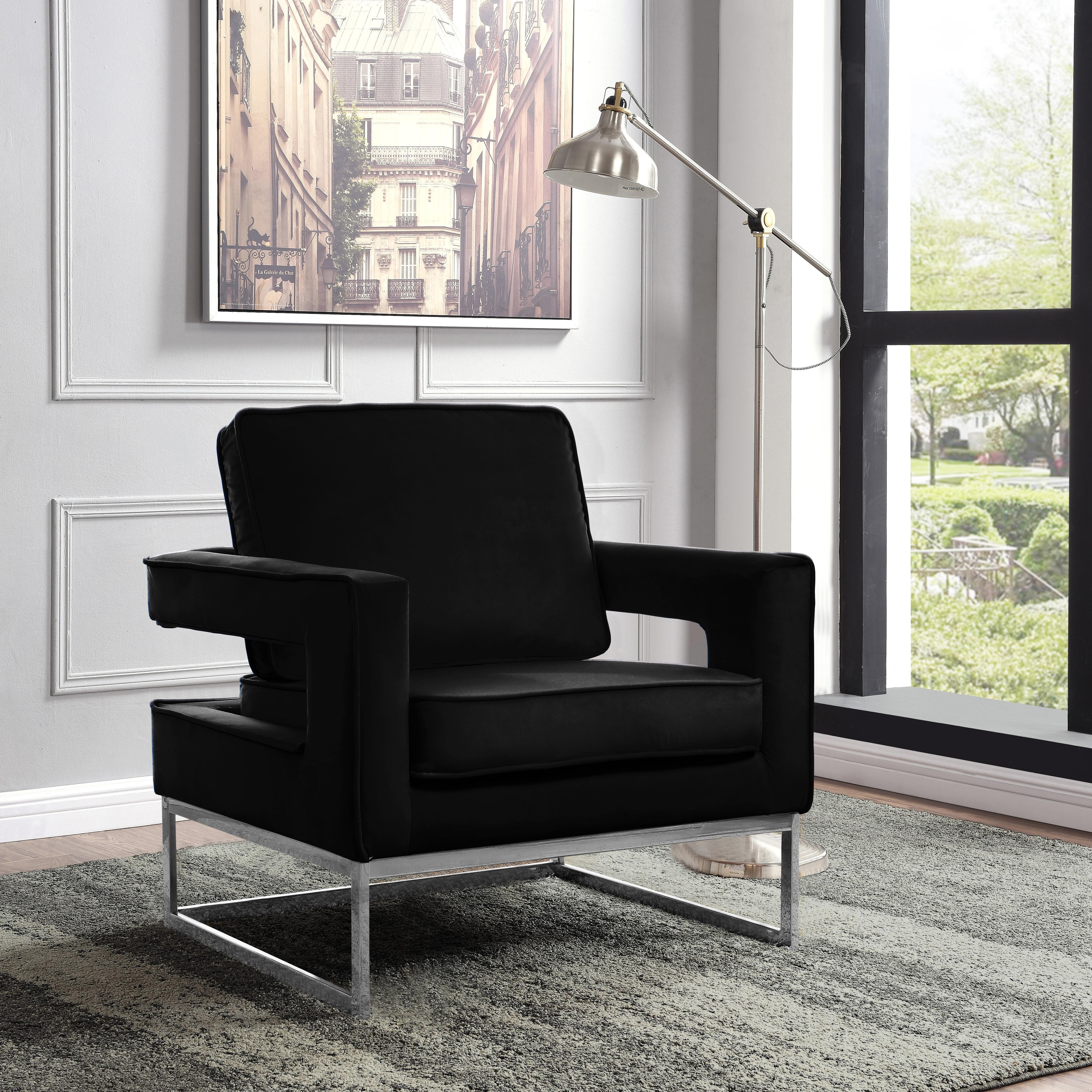 Noah Black Velvet Accent Chair - Luxury Home Furniture (MI)