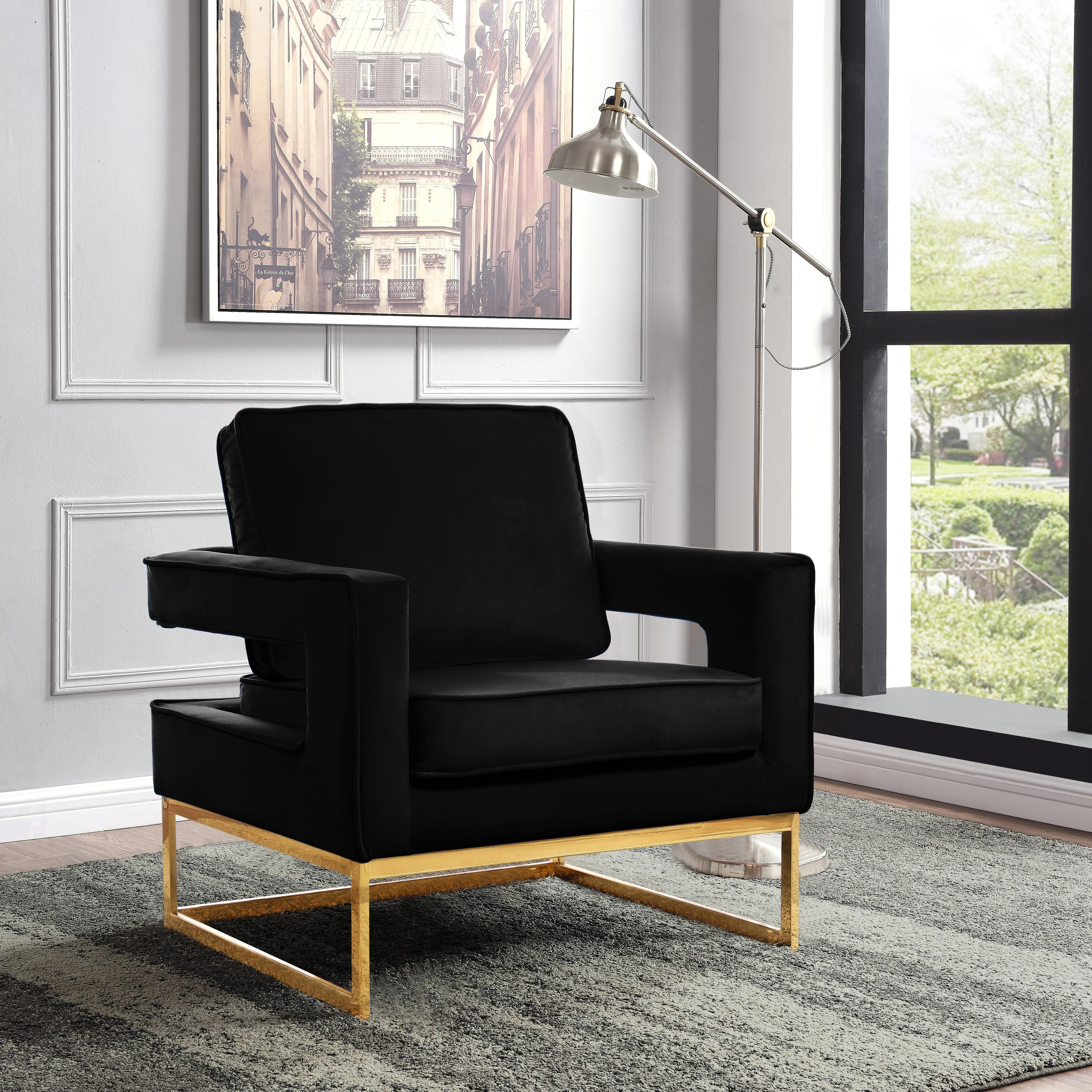 Noah Black Velvet Accent Chair - Luxury Home Furniture (MI)