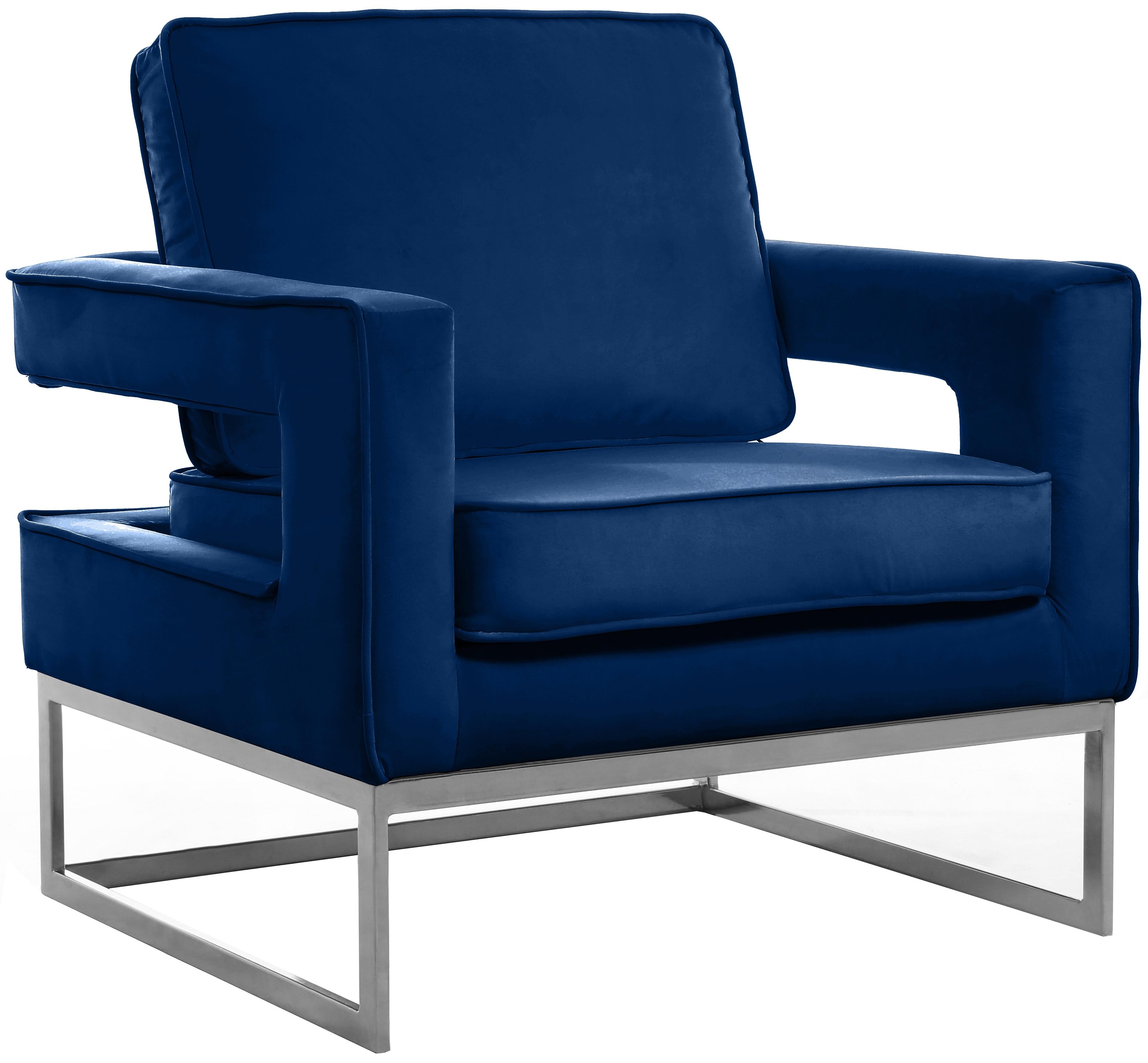 Noah Navy Velvet Accent Chair - Luxury Home Furniture (MI)