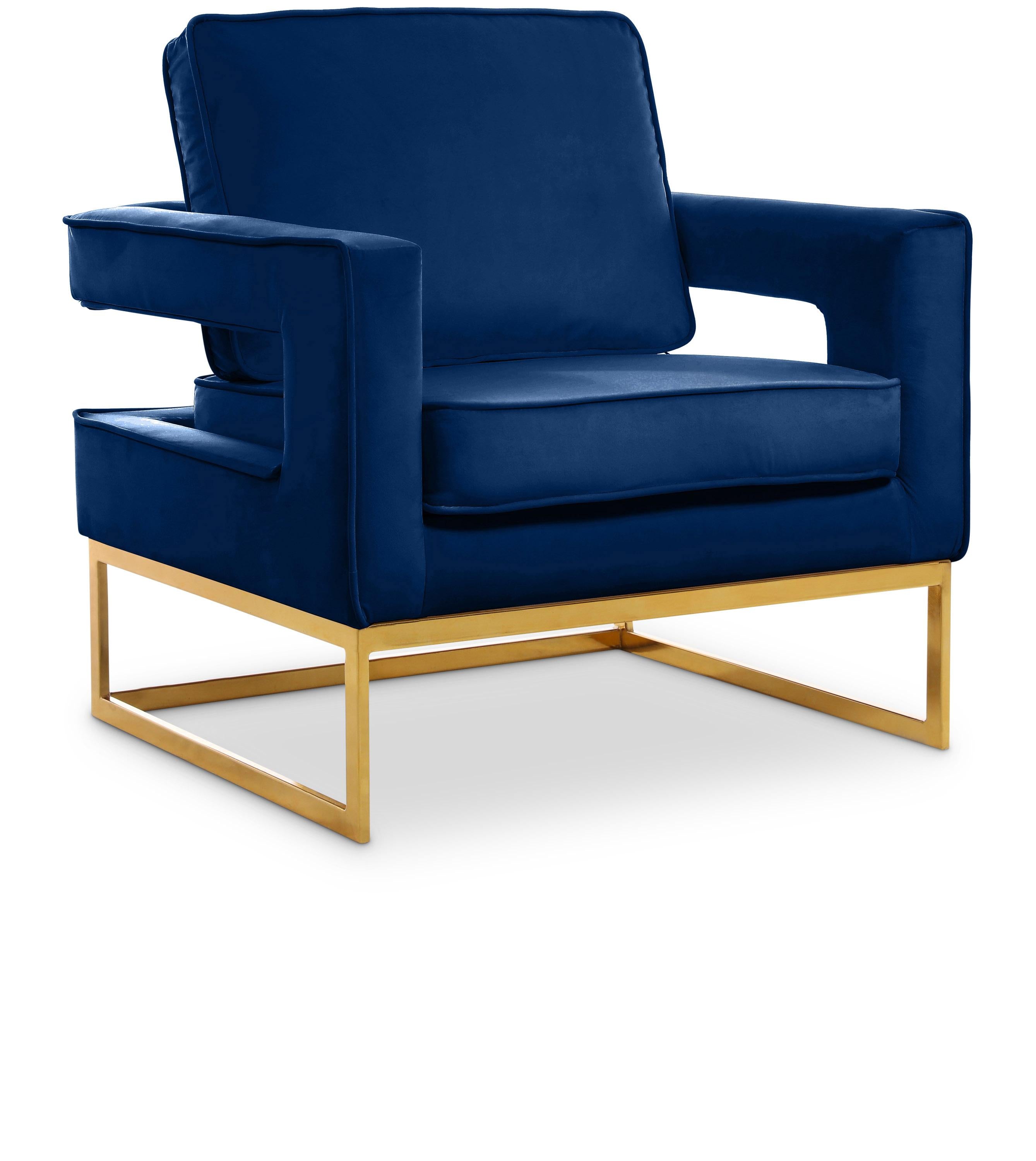 Noah Navy Velvet Accent Chair - Luxury Home Furniture (MI)