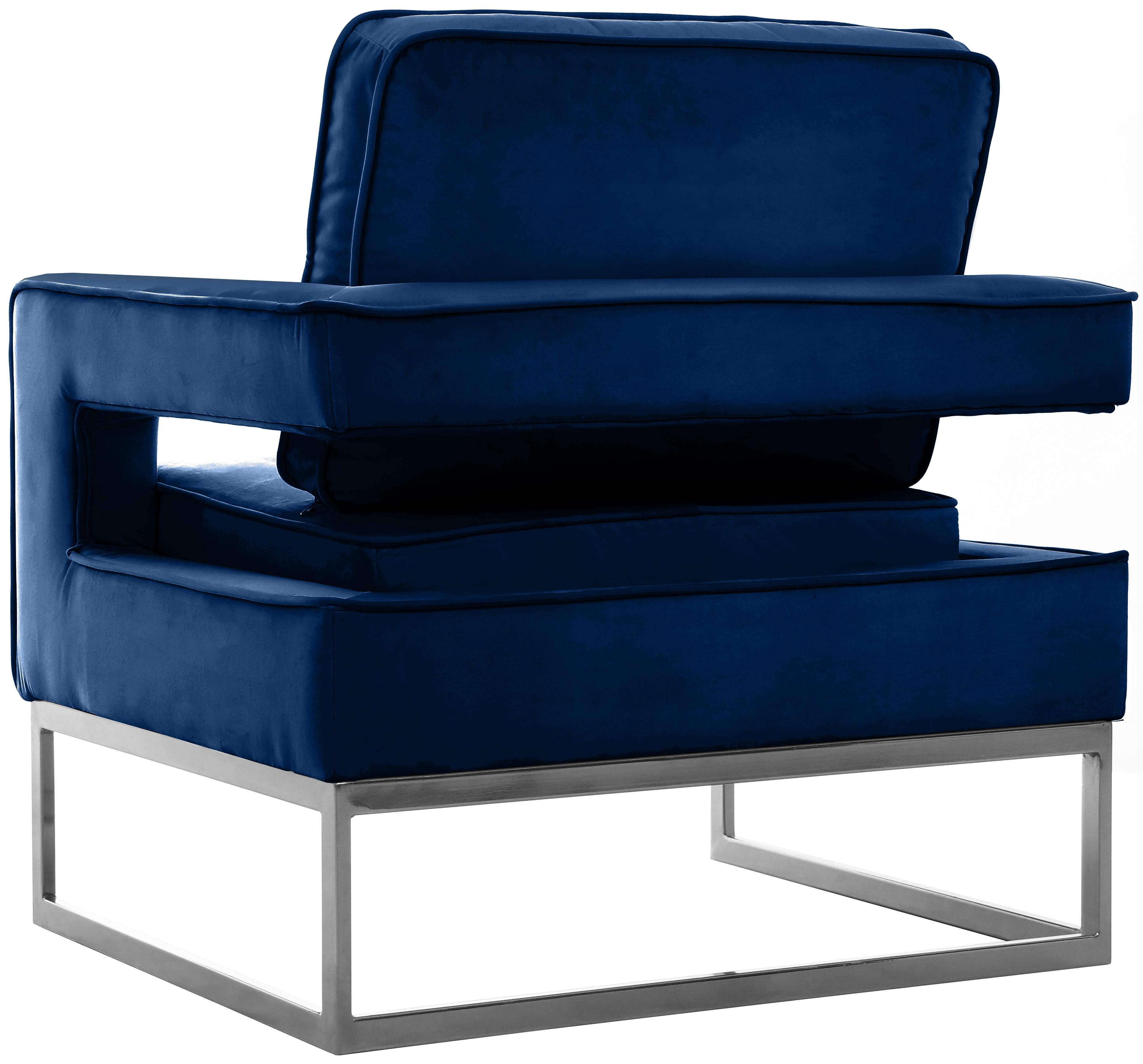 Noah Navy Velvet Accent Chair - Luxury Home Furniture (MI)