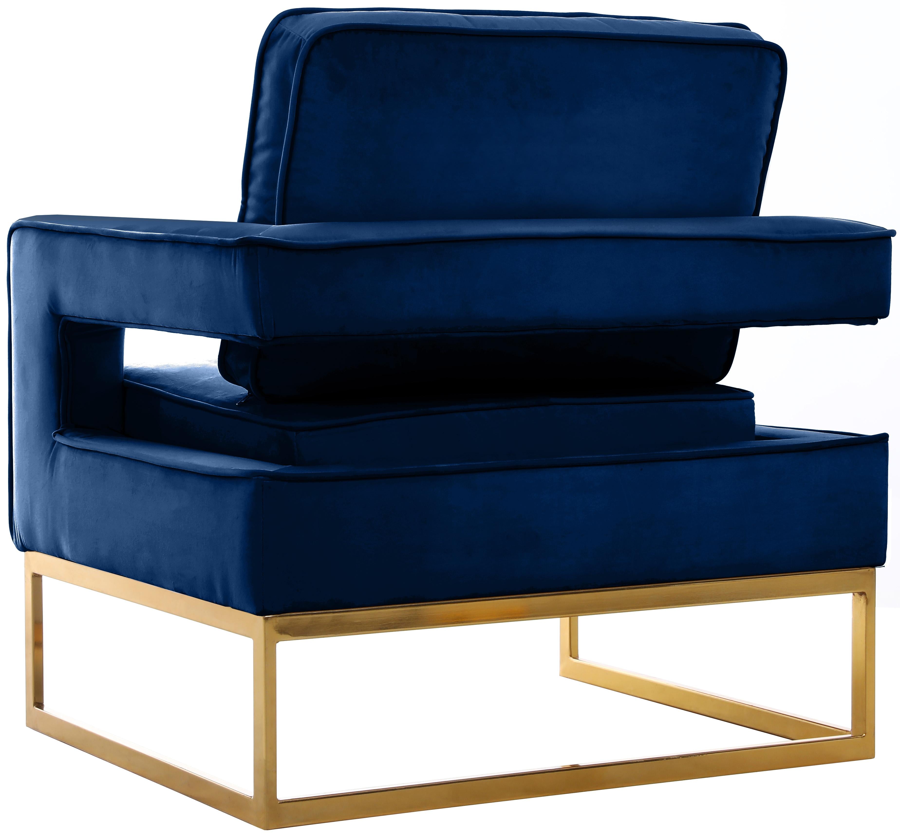 Noah Navy Velvet Accent Chair - Luxury Home Furniture (MI)