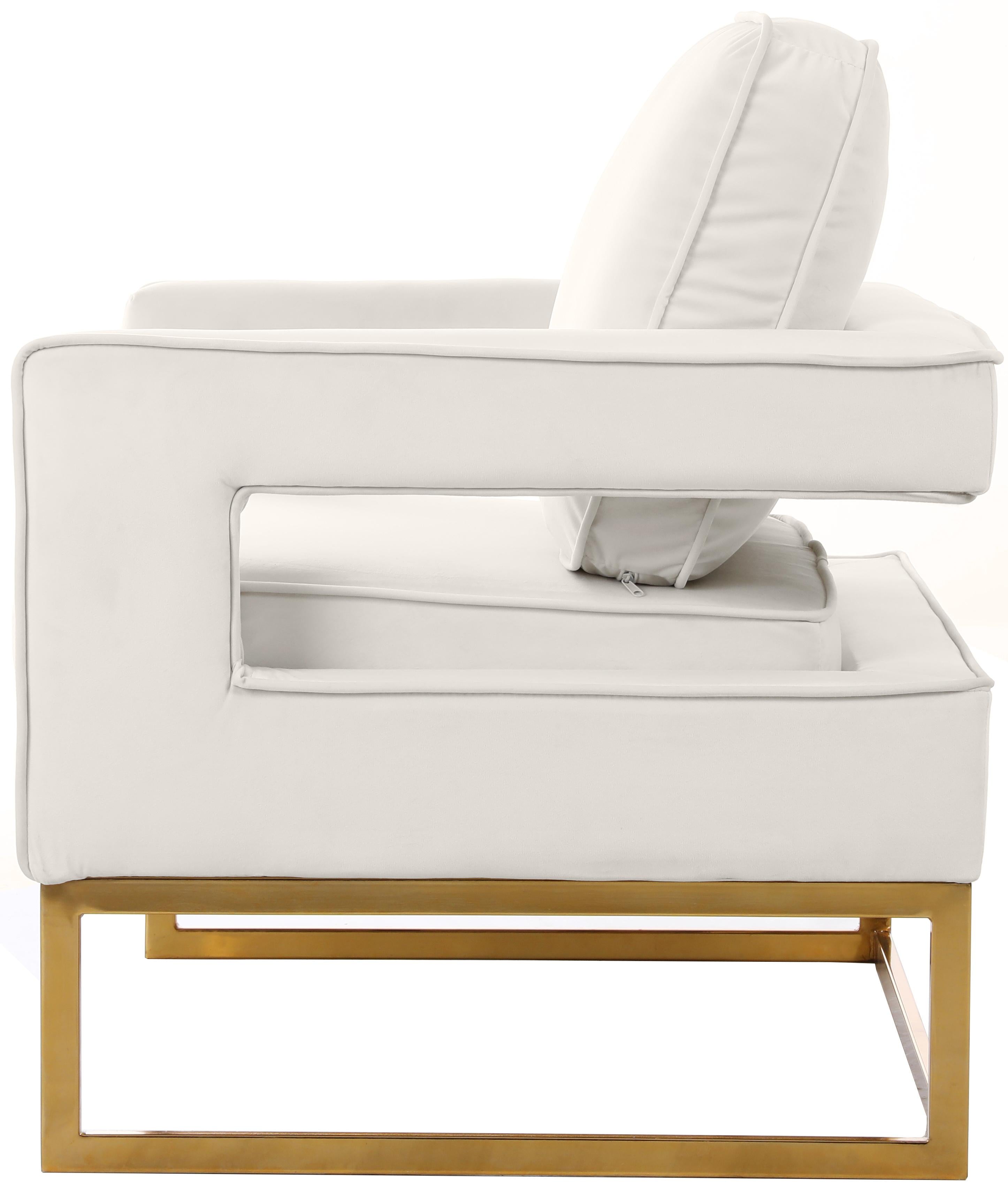 Noah Cream Velvet Accent Chair - Luxury Home Furniture (MI)