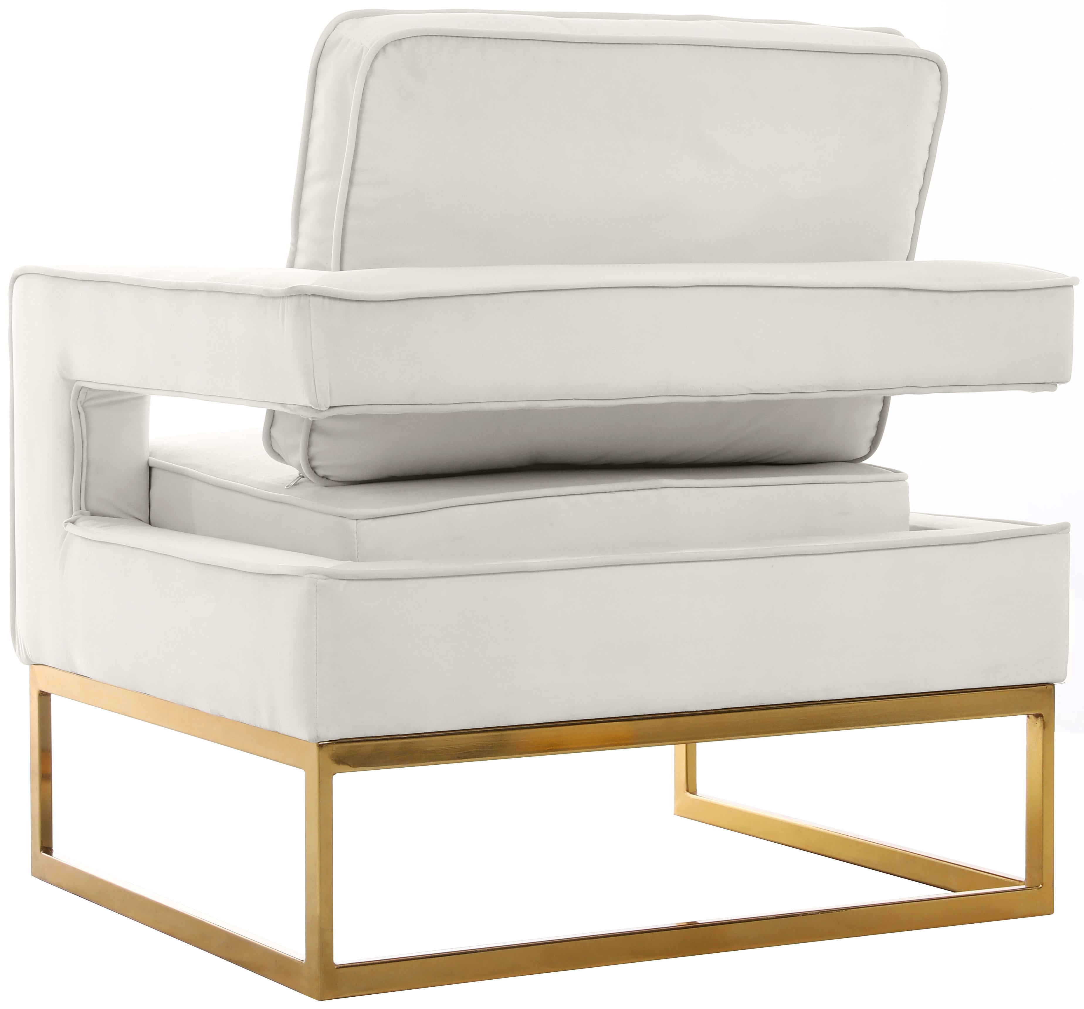 Noah Cream Velvet Accent Chair - Luxury Home Furniture (MI)