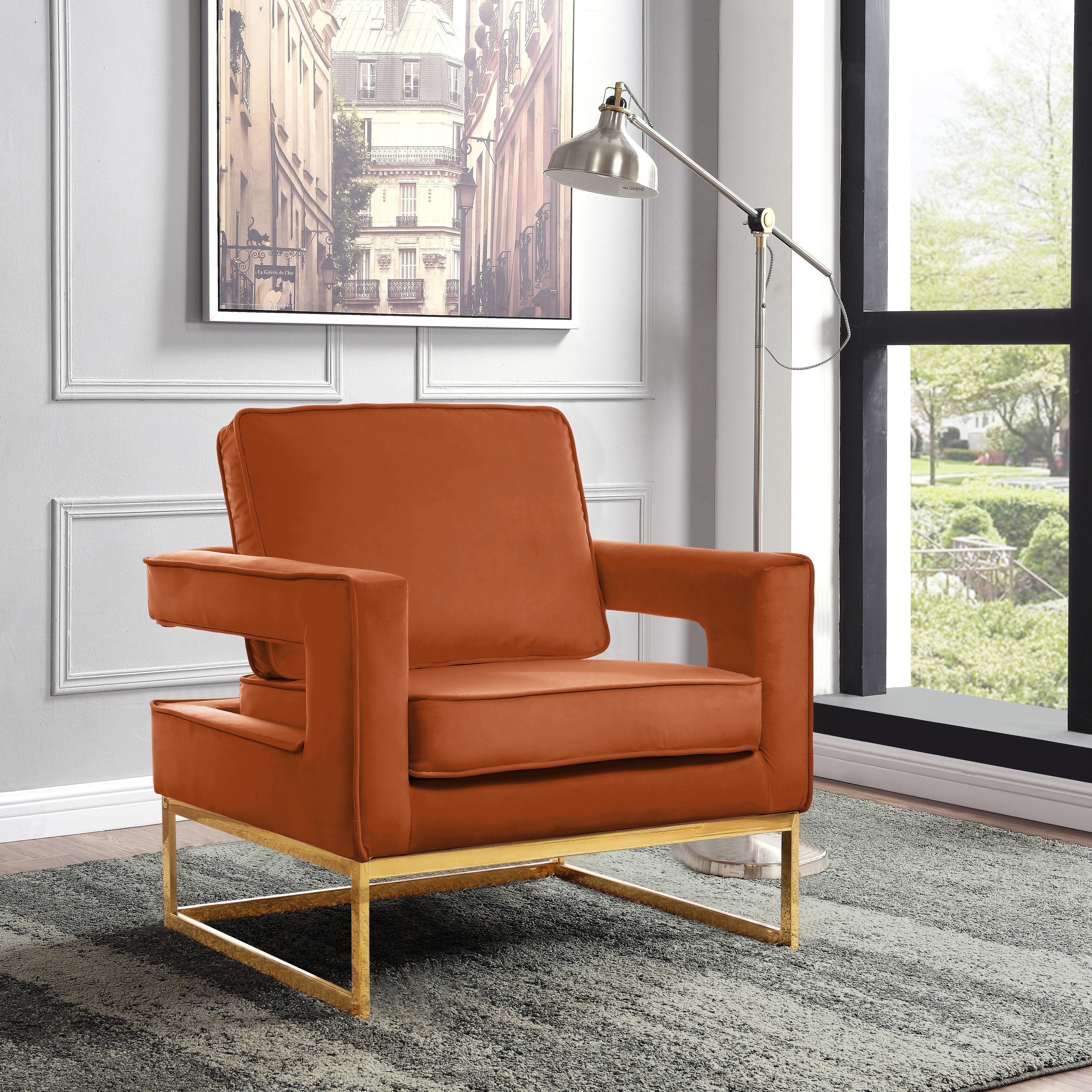 Noah Cognac Velvet Accent Chair - Luxury Home Furniture (MI)