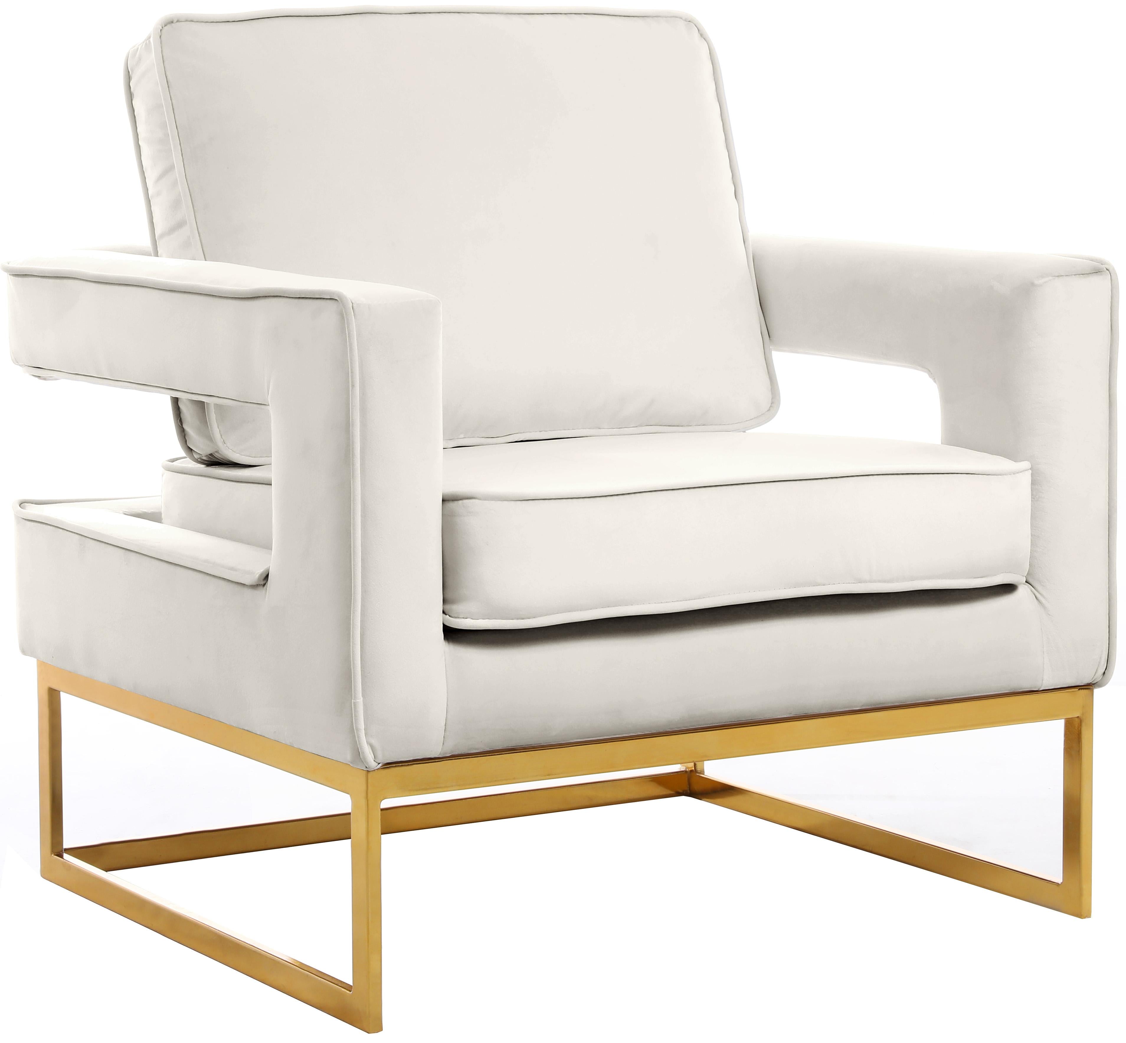 Noah Cream Velvet Accent Chair - Luxury Home Furniture (MI)