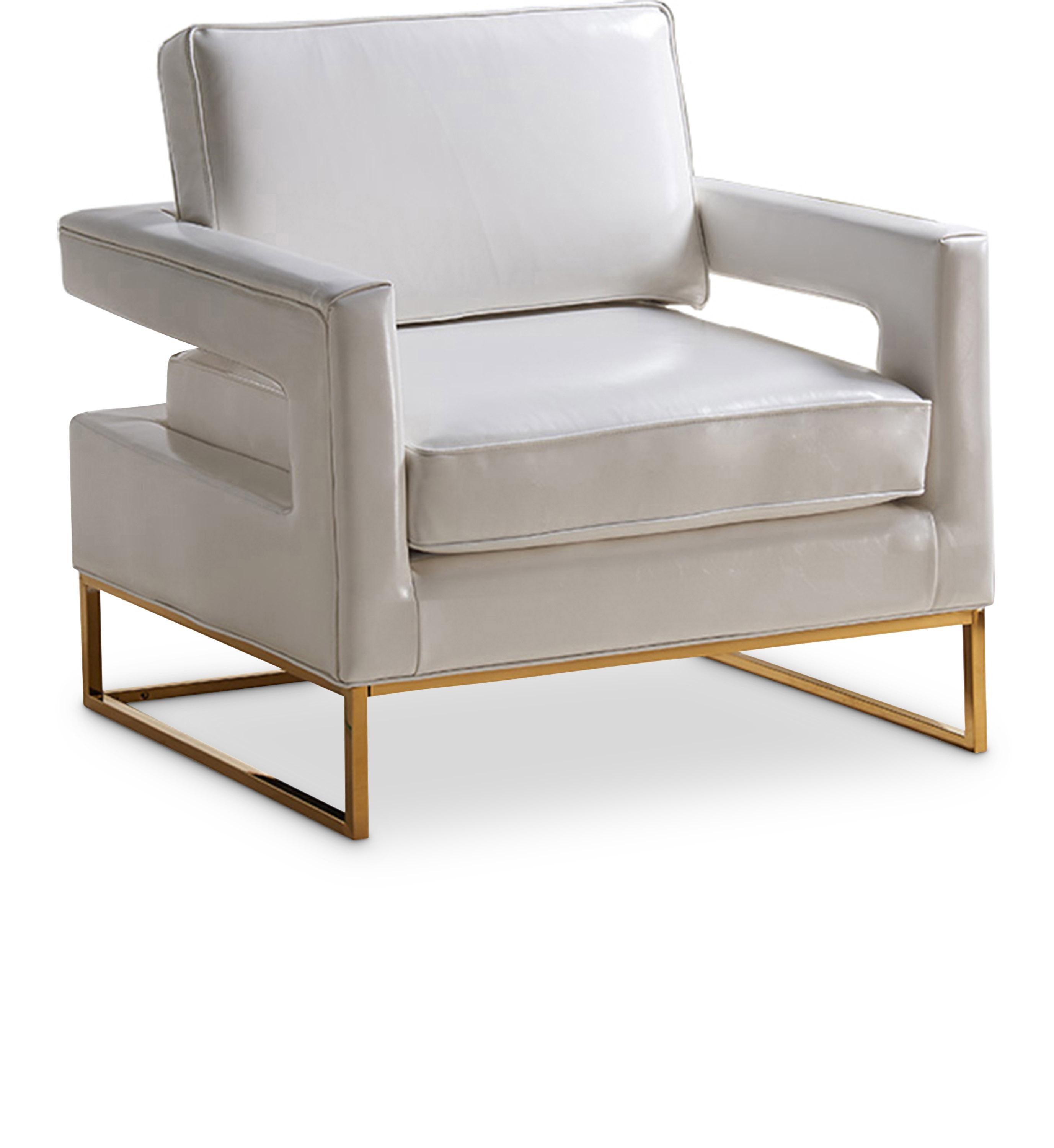 Amelia White Faux Leather Accent Chair - Luxury Home Furniture (MI)
