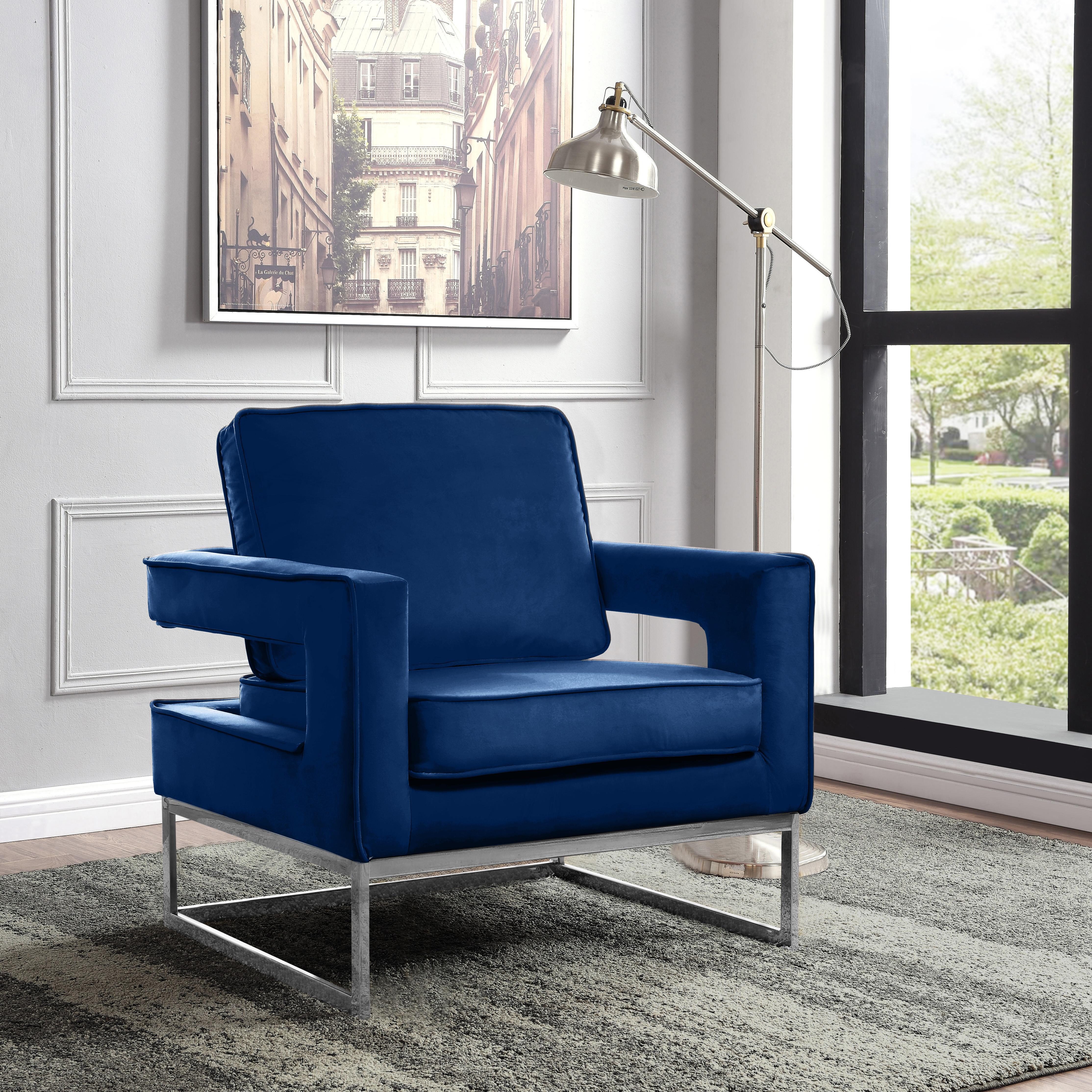 Noah Navy Velvet Accent Chair - Luxury Home Furniture (MI)