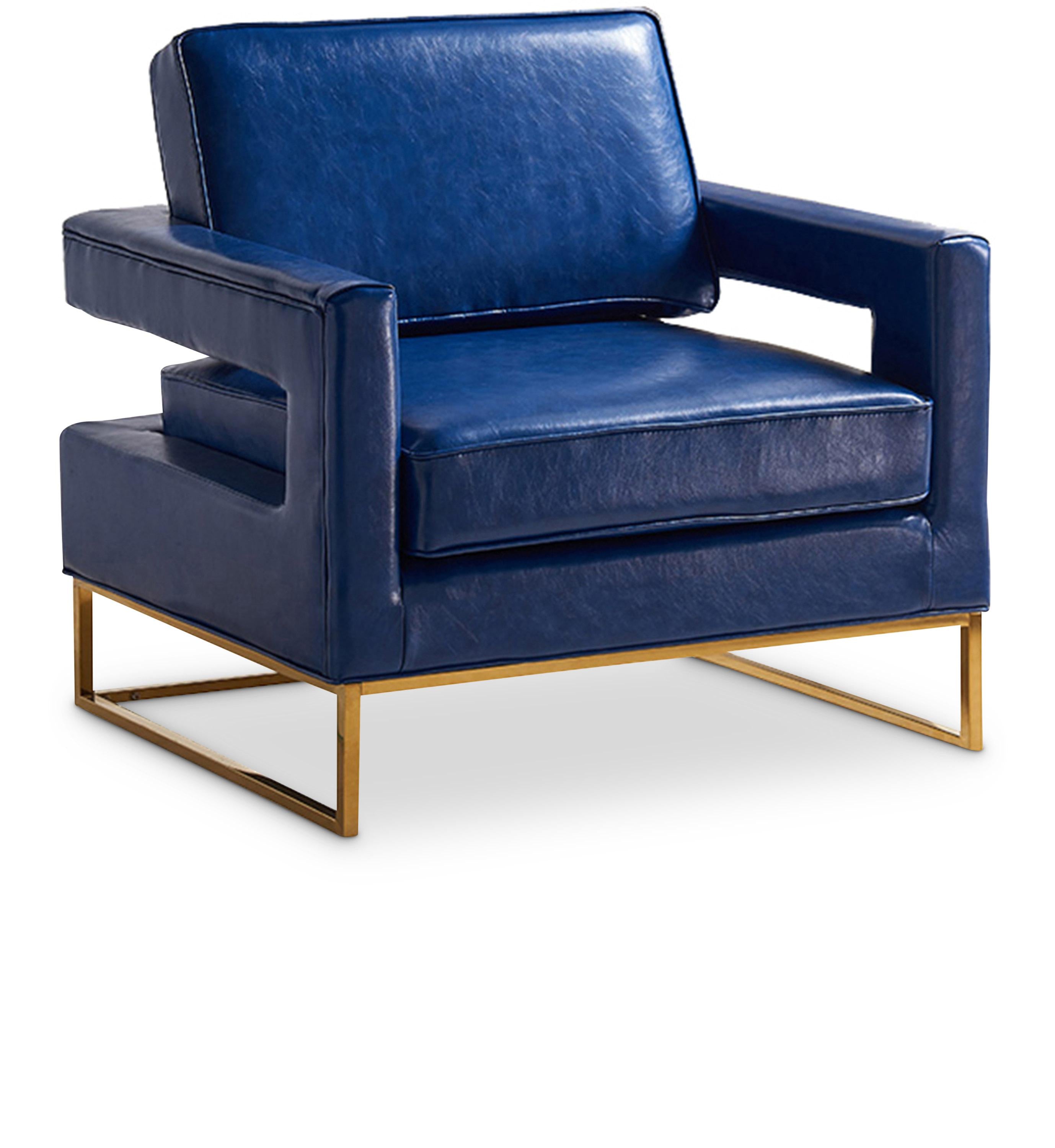Amelia Navy Faux Leather Accent Chair - Luxury Home Furniture (MI)
